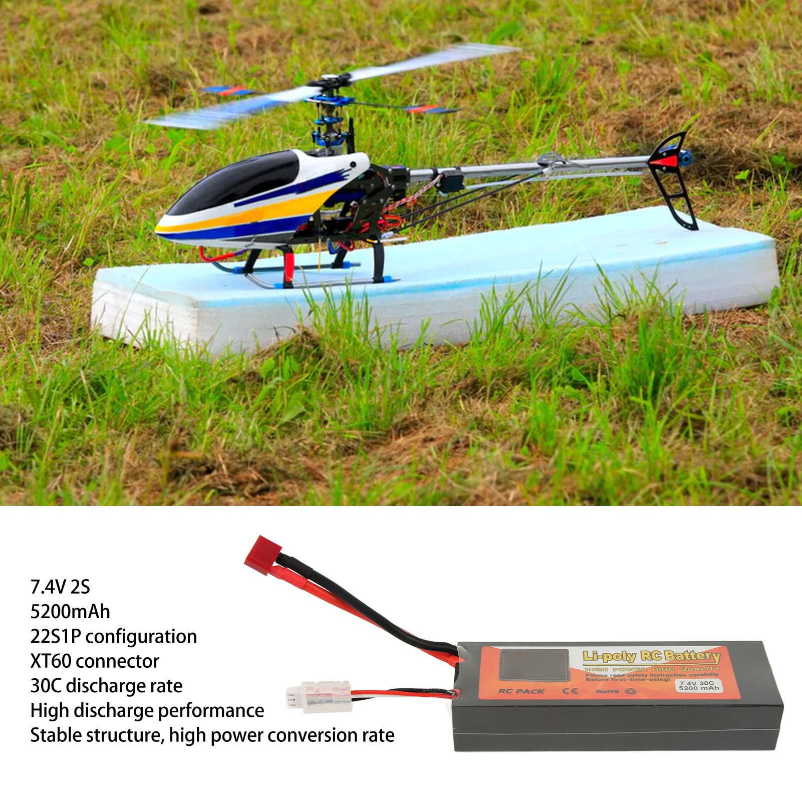 Akumulator Li-Po 7.4V 5200mAh 30C RC Twarda Obudowa
