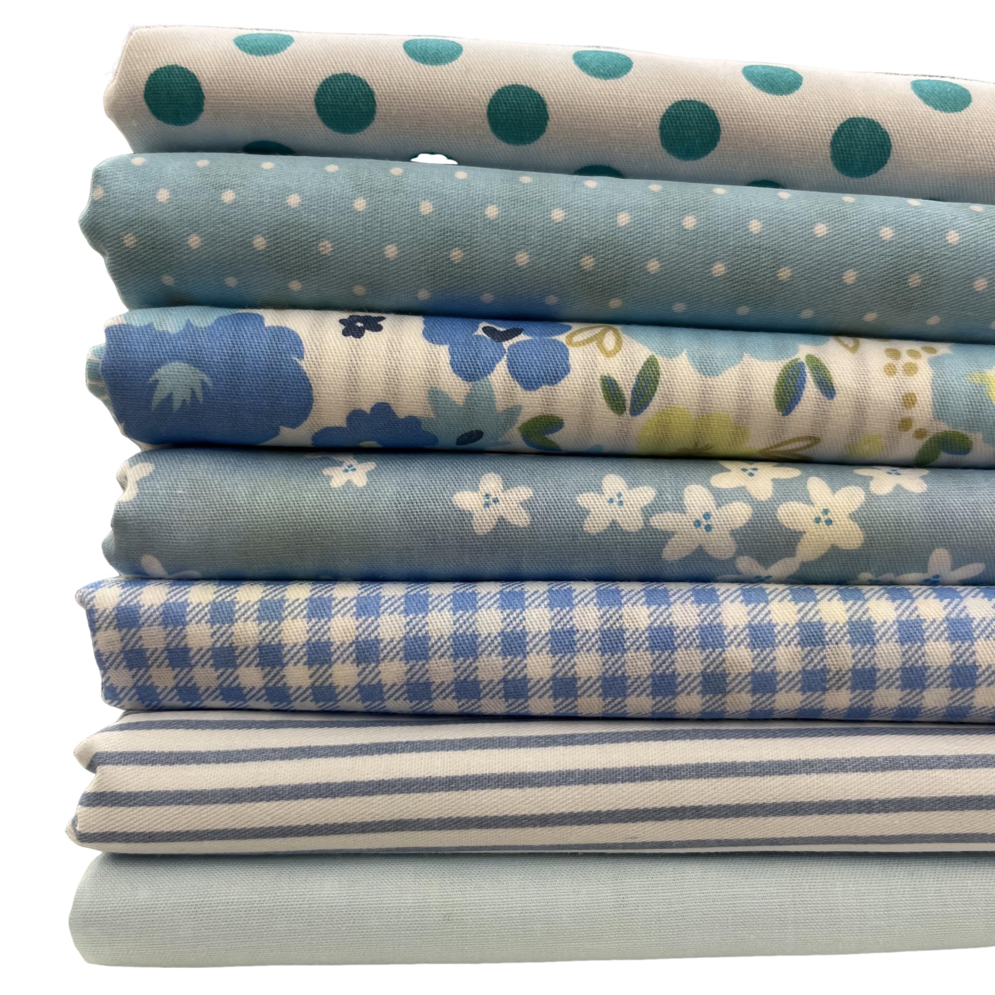 Cotton Fabric DIY Making Supplies Quilting Patchwork Fabric Fat Quarter Bundles DIY for Quilting Cotton Patchwork Cushions (Blue Flowers, 20" x 20")