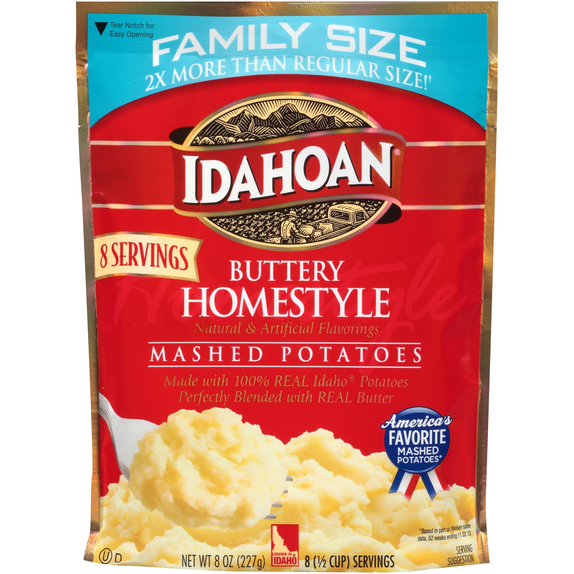 Idahoan Buttery Homestyle Mashed Potatoes Family Size 8 oz. (Pack of 10)