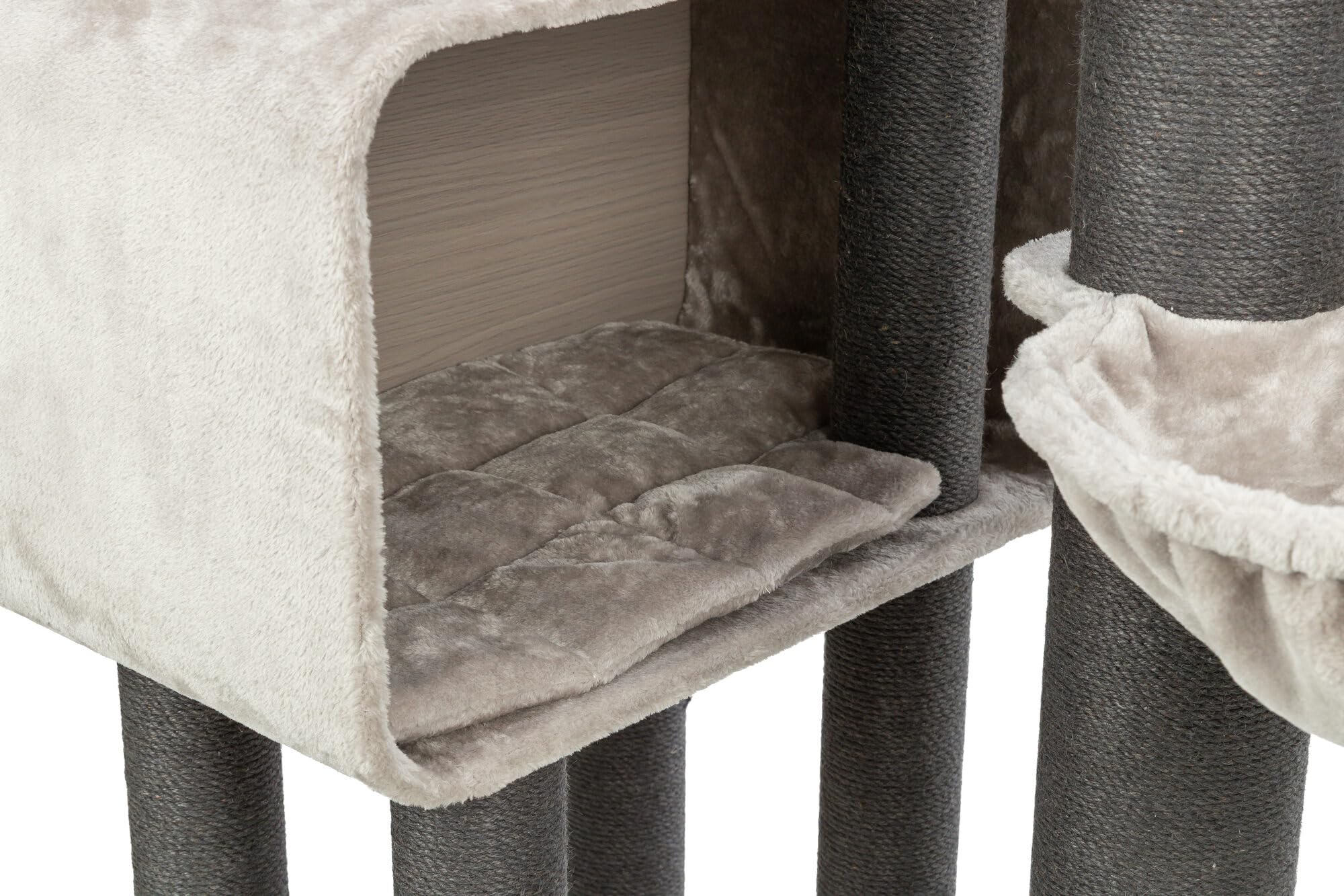 TRIXIE Albero tiragraffi Xxl Rafael – Torre per gatti grandi con condominio in peluche, 156 cm, grigio, confortevole e stabile – 48156