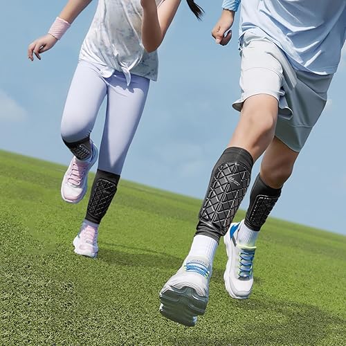 Miniatura 7 de Northdeer Espinilleras de fútbol para niños, jóvenes y adultos, equipo de protección de espinilleras para hombres, mujeres, equipo de protección de