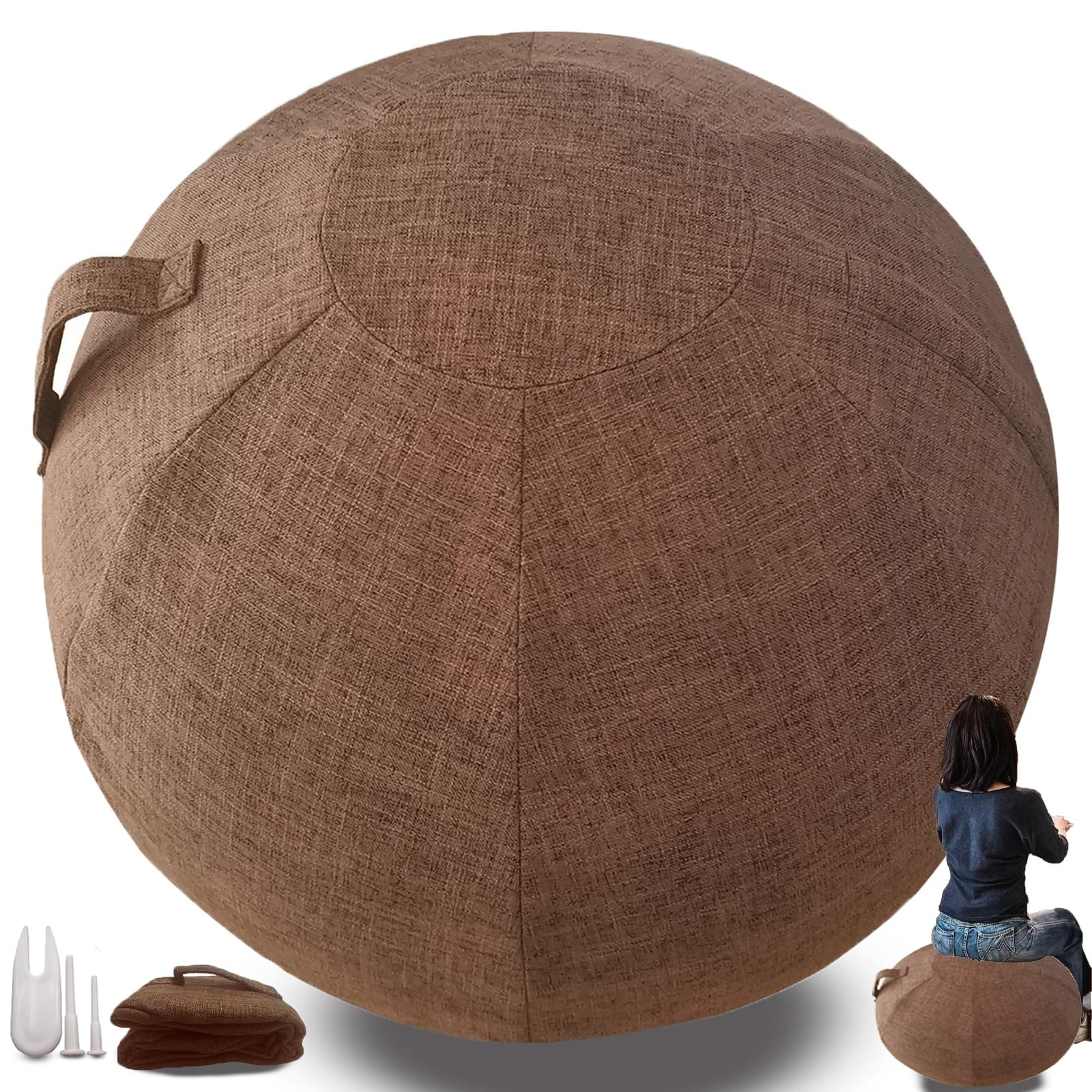 9 Colori Palla per Lo Pilates/Sedia da Ufficio Copri 55/65/75cm, 2 PCS Kit di Ricambio per Spina a Sfera per Esercizi, Resistente alla Sporcizia Pilates Yoga Copri (Nessuna Palla)