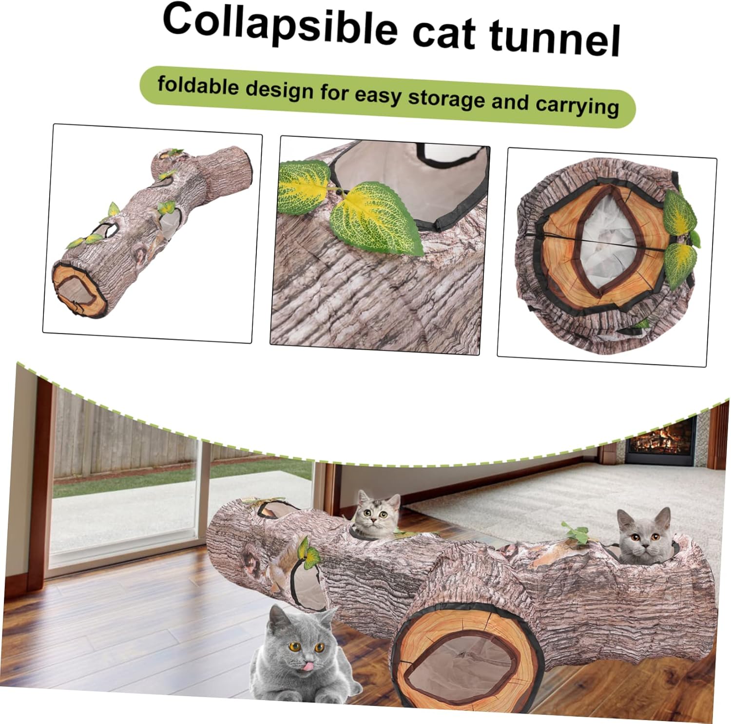 YARNOW 1pc Folding Way Cat Tunnel Play Toy Interactive Pet Tube for Exercise Fun Compact Storage Design for Home and Pattern Cat Toy