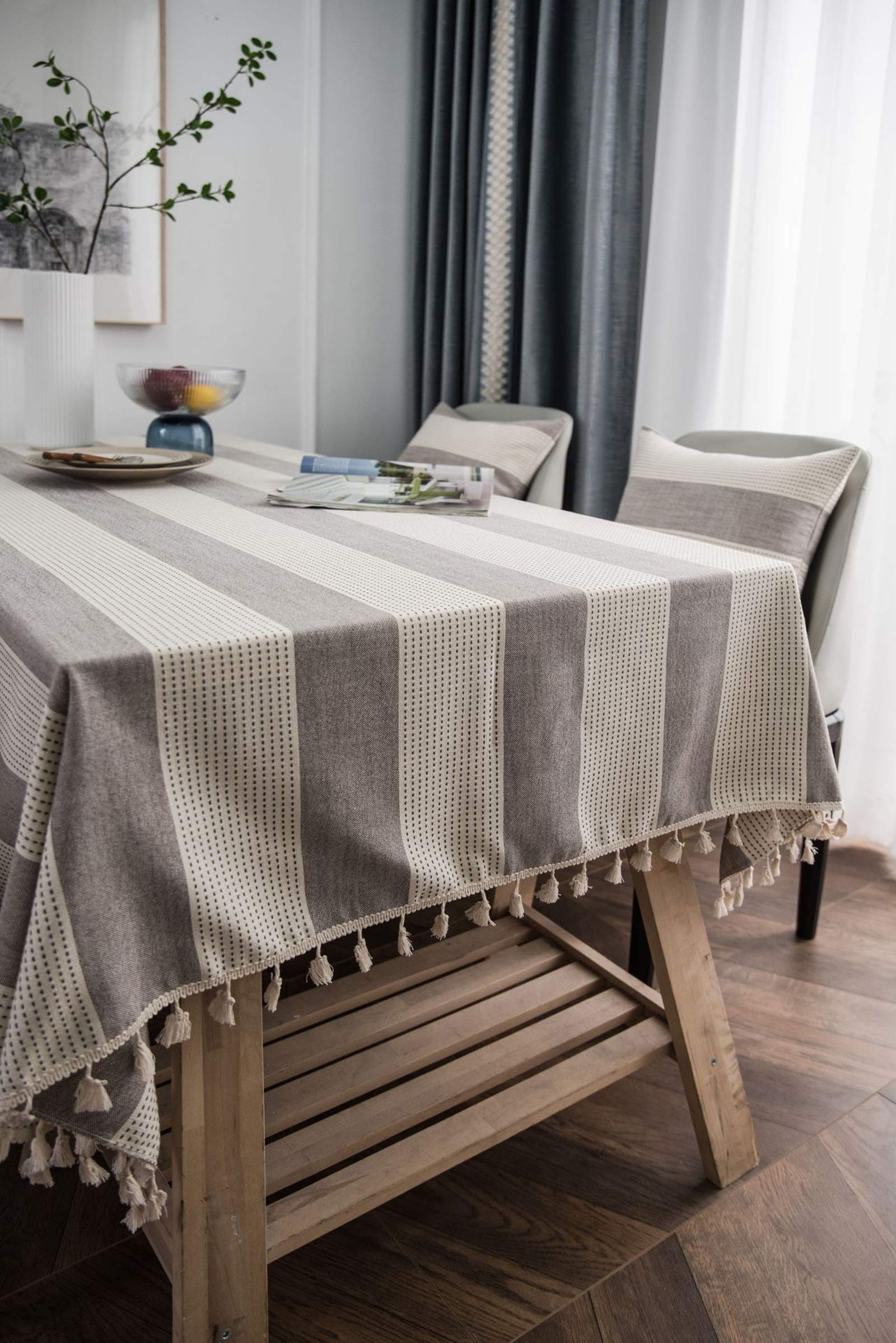Daesar Tovaglia da Cucina Lavabile 250x140cm(98x55 inch) Tovaglia Rettangolare Fantasia Strisciasemplice Tovaglia Cucina Cotone caffè