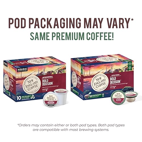 Miniatura 2 de New England Coffee Bold Decision - Cápsulas individuales de tostado oscuro, caja de 10 unidades (paquete de 1)