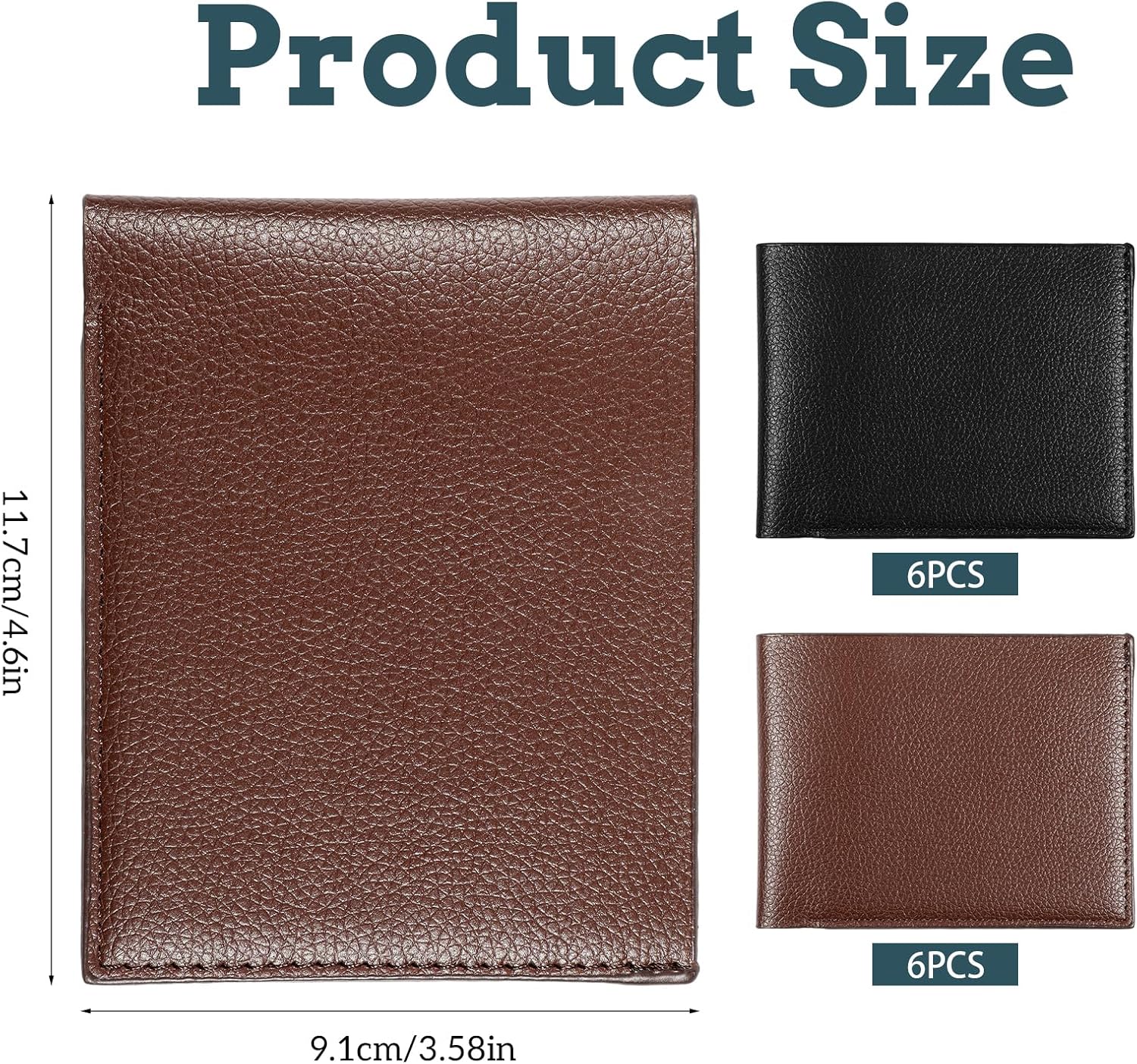 12 Pieces Wallet for Men, Bifold Wallets Bulk for DIY Engraving, PU Blanks Wallet for Men Father's Day, Thank You, Employees Christmas Gifts, With Money Clip, Card Holder(6 Black & 6 Light Brown) - Image 2