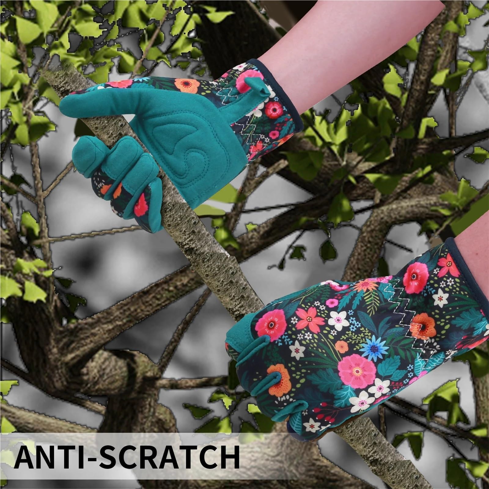 Guanti da giardinaggio donna giardino in pelle traspirante con impugnatura lavoro resistenti alla perforazione e antispina Per il giardinaggio(Blue)