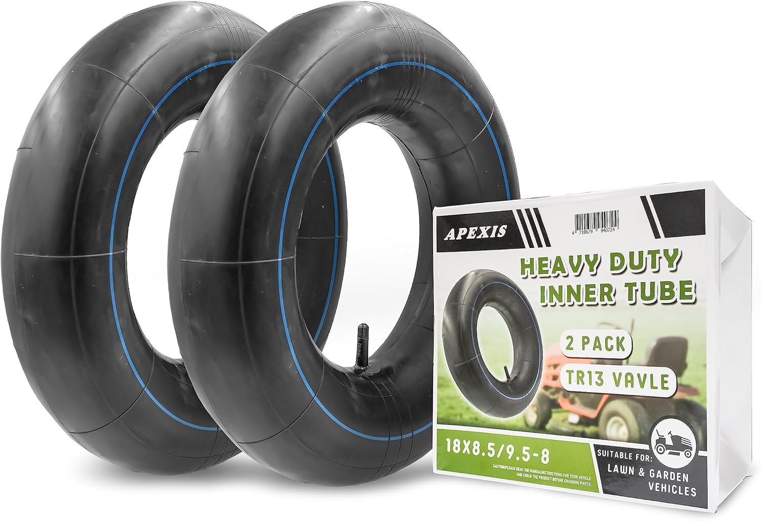 2-Pack Premium Replacement Tire Inner Tubes (18x8.50/9.50-8) Fits 8" Rims, Compatible with Lawn Mowers, Garden Tractors, Wheelbarrows, and Utility Equipment