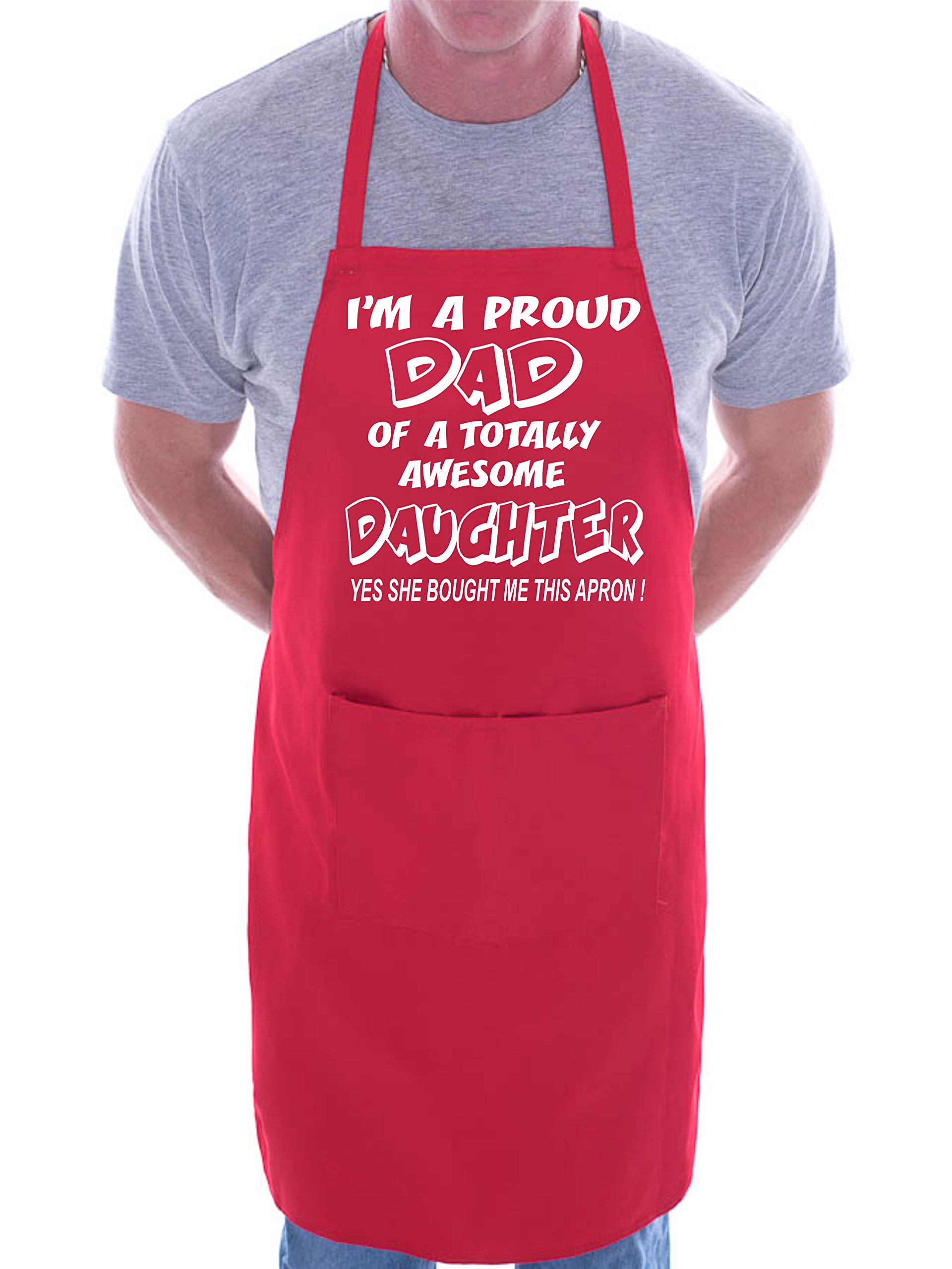 Print4U Proud Dad Of Awesome Daughter BBQ Cooking Funny Novelty Apron Red
