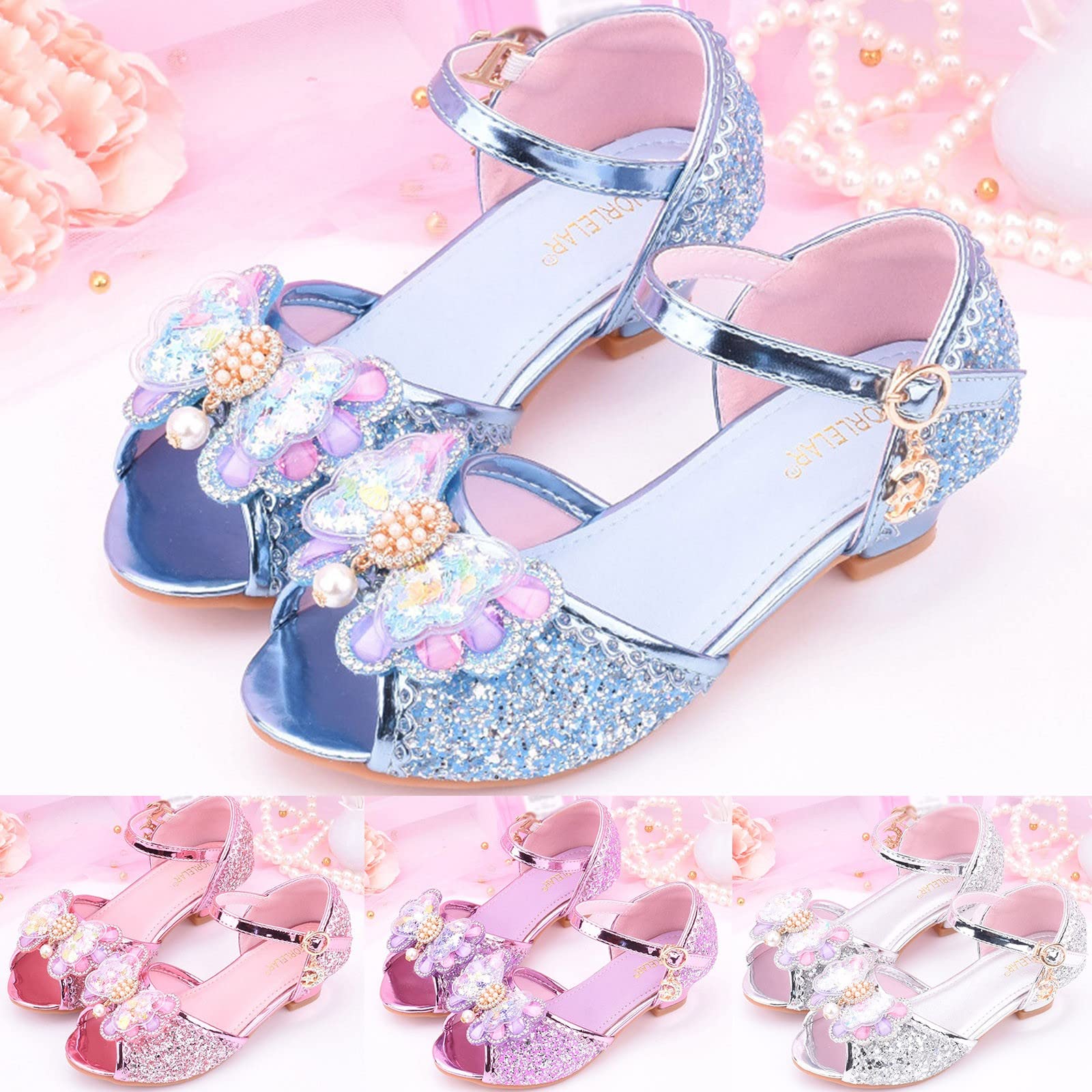 Zapatos de princesa para niña, sandalias de lentejuelas, elegantes, zapatos de ballet, zapatos de boda, zapatos de tacón, zapatos de tacón, zapatos de fiesta, zapatos escolares, bailarinas, cosplay