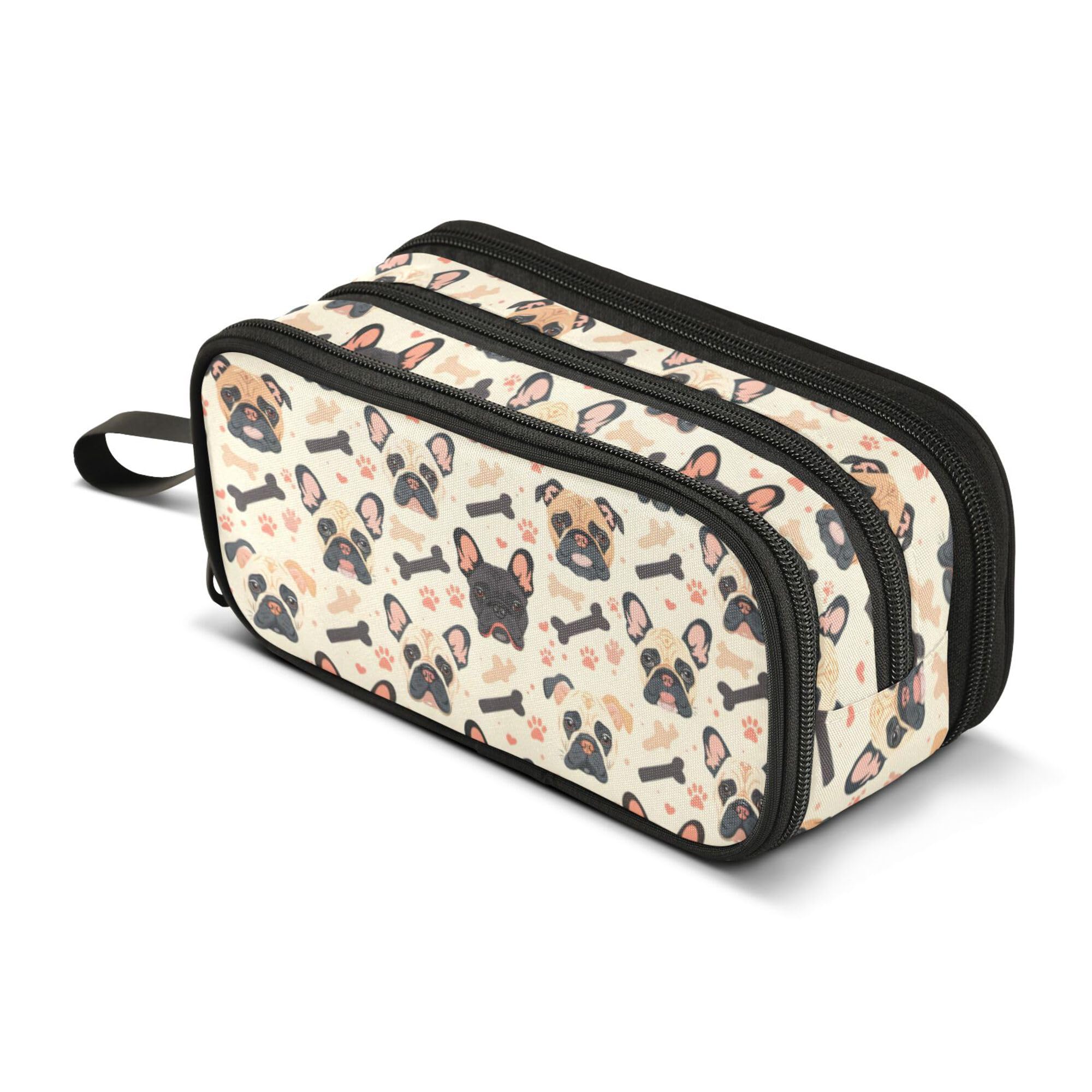ALAZA Large Pencil Case, Big Capacity Pencil Bag Pen Pouch Holder 3 Compartments,Dog School Office Supplies Stationery Makeup Bag Storage Organizer for Students Girls Boys Women Men