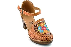 Handmade Mexican Leather Sandal with Embroidered Flower