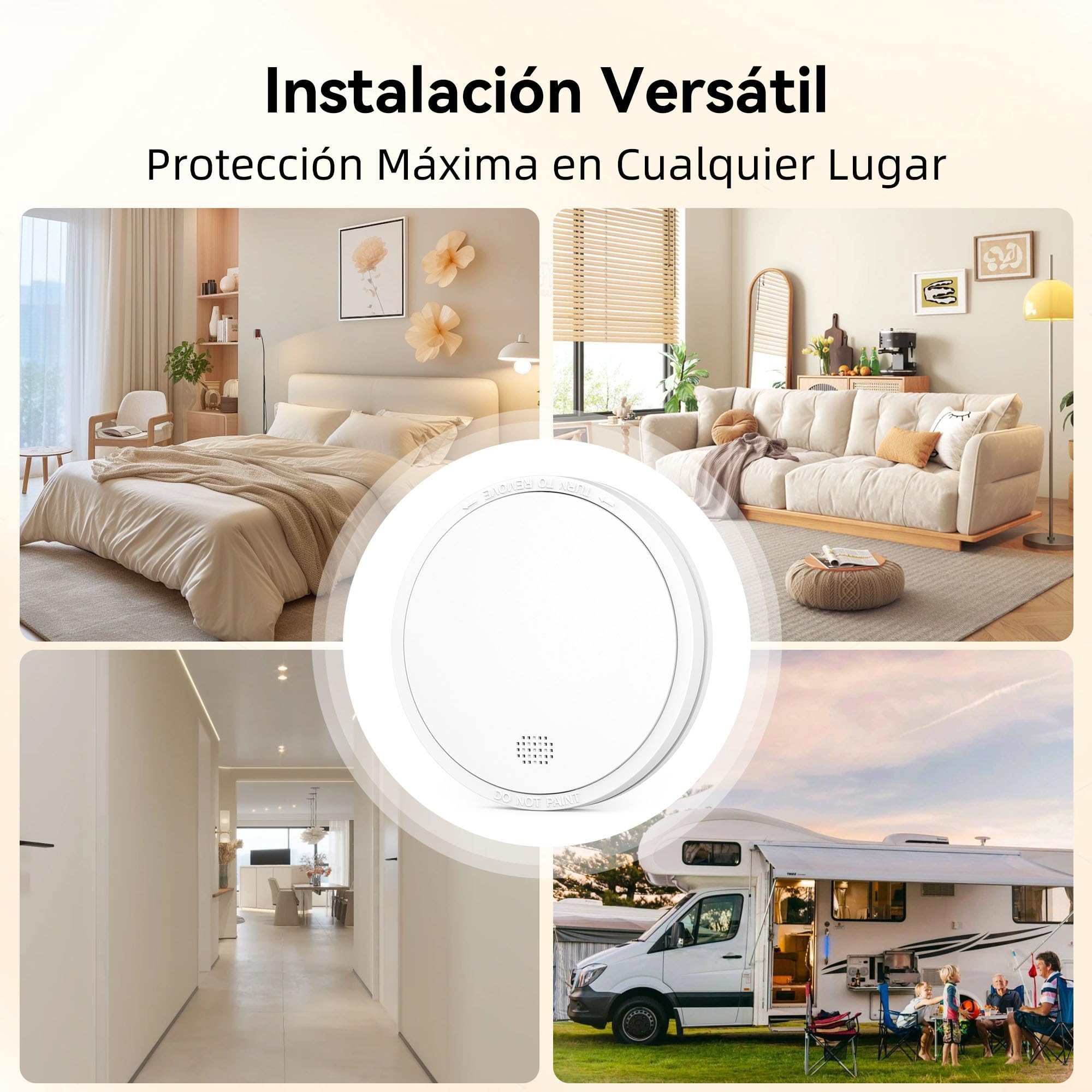 Detector de Humo con Batería de 10 Años, Alarma de Incendio con Indicador LED y Botón de Silencio, Alarma de Humo con Batería, Conforma al Estándar EN 14604, 6 Piezas
