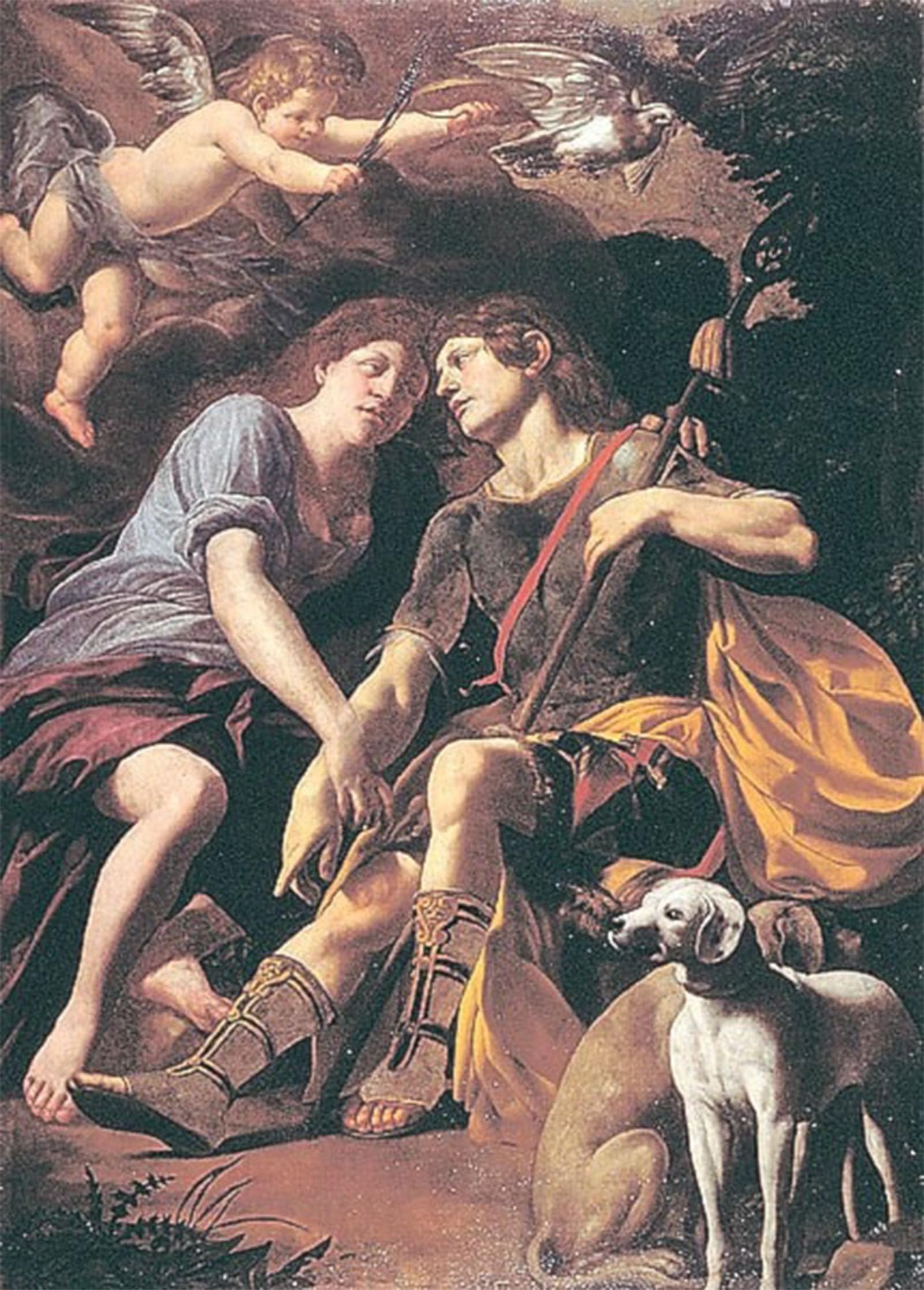POSTERIIk Vintage Classic Picture Landscape Artwork Venus and Adonis by Battista Caracciolo Portrait Canvas Painting for Office Home Decor 60x90cm
