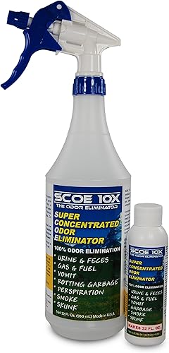SCOE 10X  Concentrado eliminador de olores probióticos naturales  Kit de iniciación  Hace 32 onzas líquidas  Elimina la orina de perro la orina de