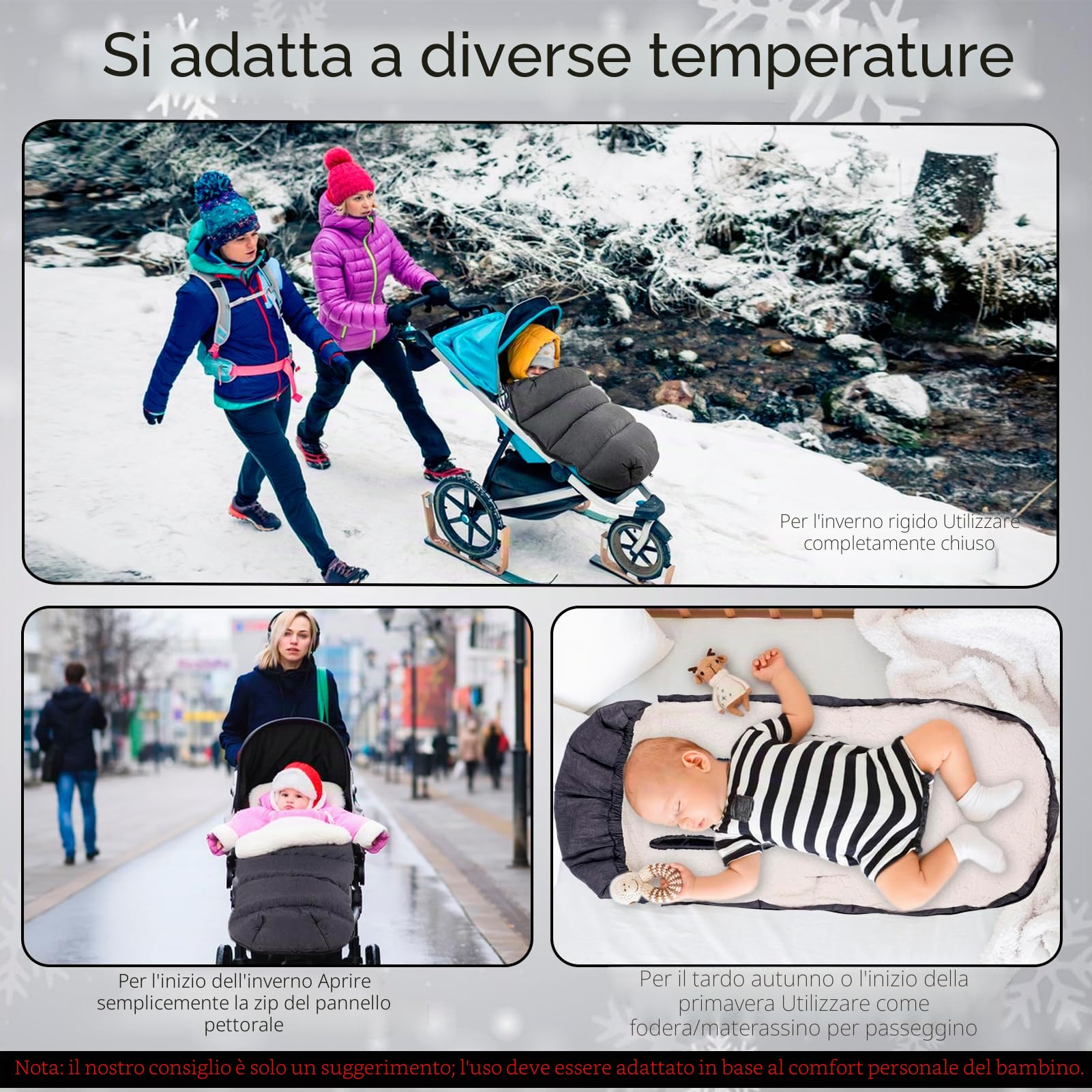 Sacco Passeggino Invernale, Coprigambe Passeggino Universale Grande, Sacco Nanna Passeggino Universale, Sacco Termico Passeggino Universale, Sacco a pelo Passeggino Grande (Grigio Scuro)
