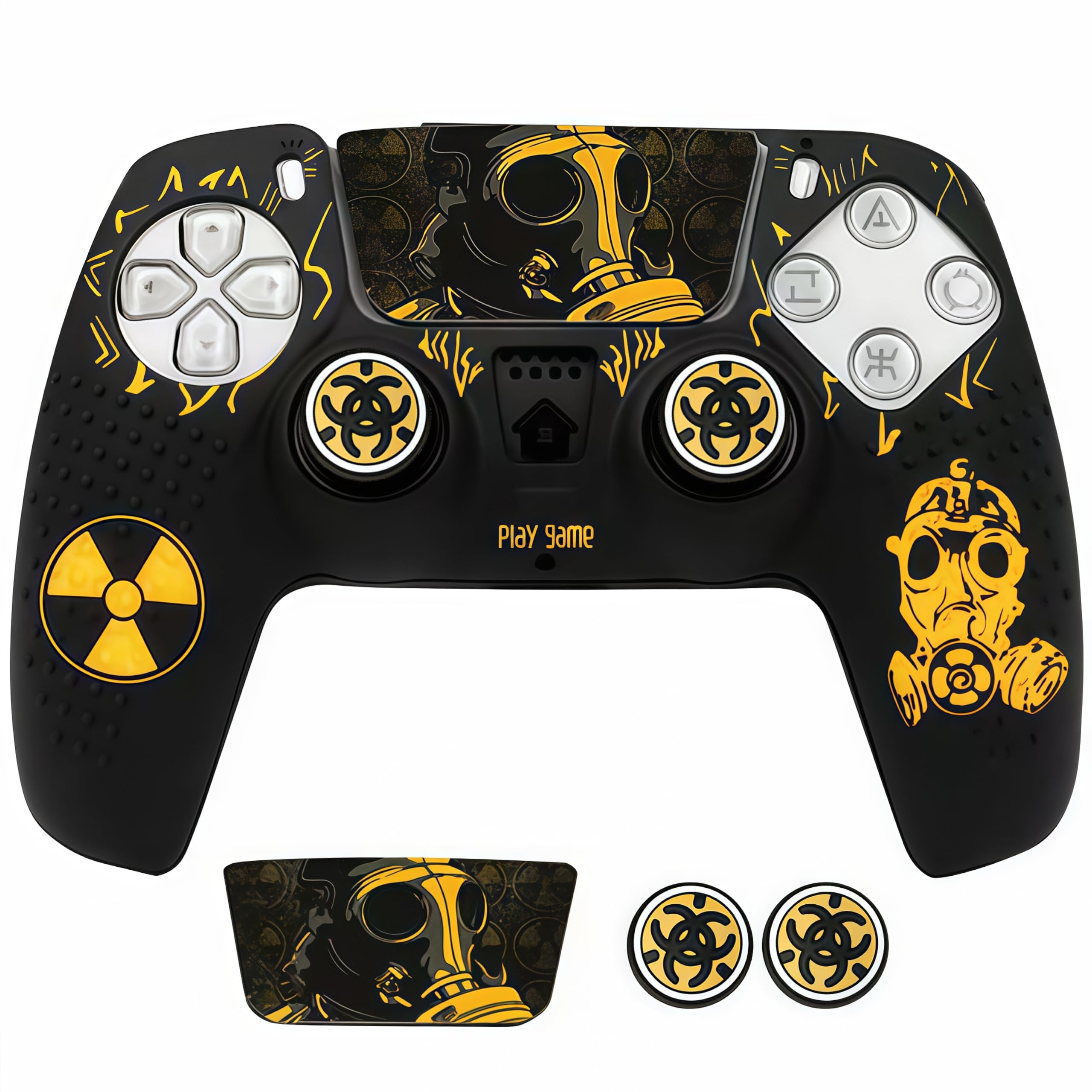 LATALI Silicone Cover Compatible PS5 Controller, Anti-Slip Silicone Skin & Grip Cover with Thumb Grips, Touchpad Sticker - Protective Case/Non-Slip PS 5 Controller Accessories Kit (Radiation Edition)-picture-29