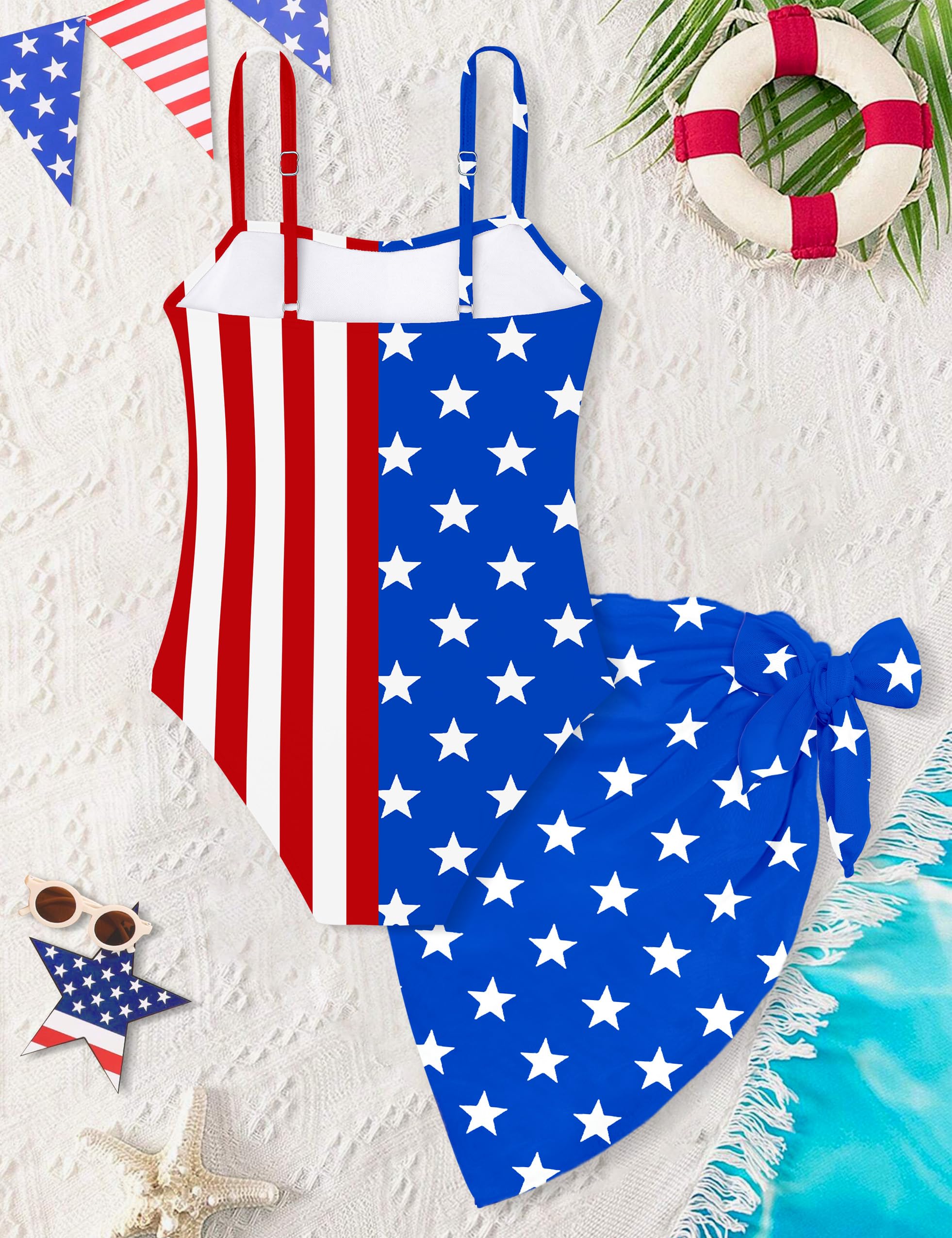 Maillot de bain une pièce pour filles, bretelles réglables et découpées, avec jupe cache-maillot de bain de couleur unie pour filles