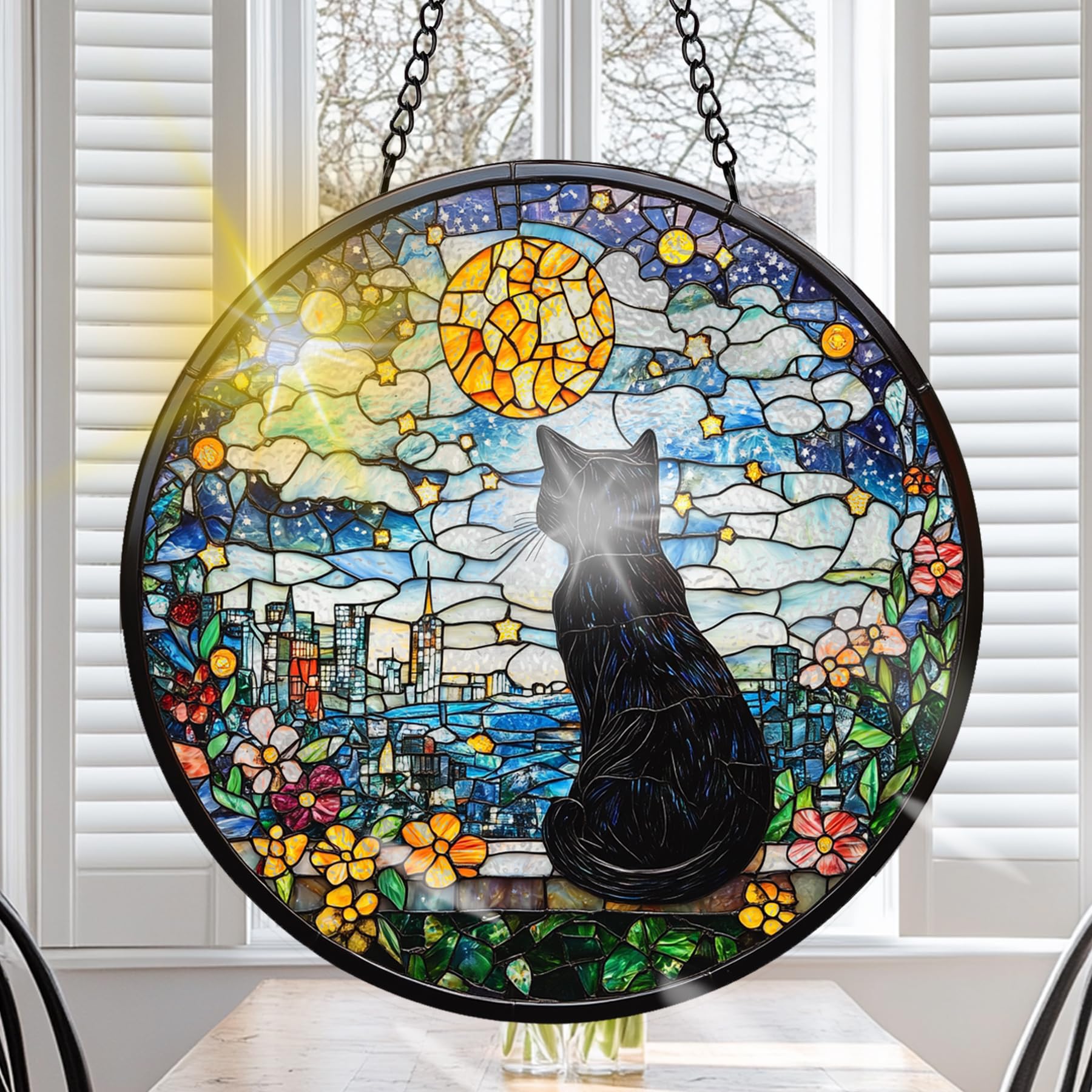 Acchiappasole A Farfalla In Vetro Colorato 15,5 Cm – Decorazione Da Finestra Con Pannello Solare, Blu - 3