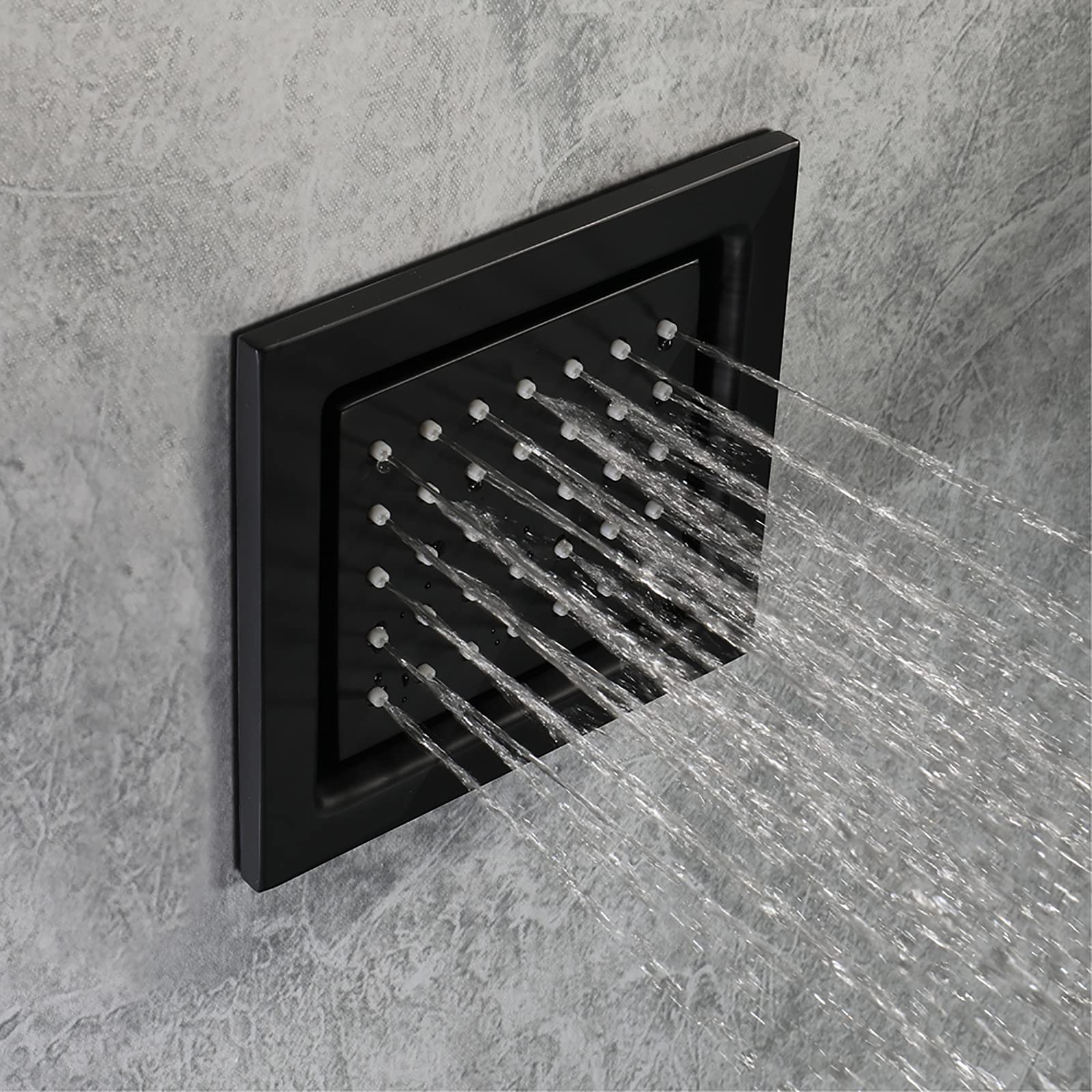 Pommeau de Douche Latéral à Jet Noir Laiton Accessoires de Robinetterie Spa de Massage Mur Monté Douche Réglable Pulvérisation Latérale, 120x130mm,2 pcs
