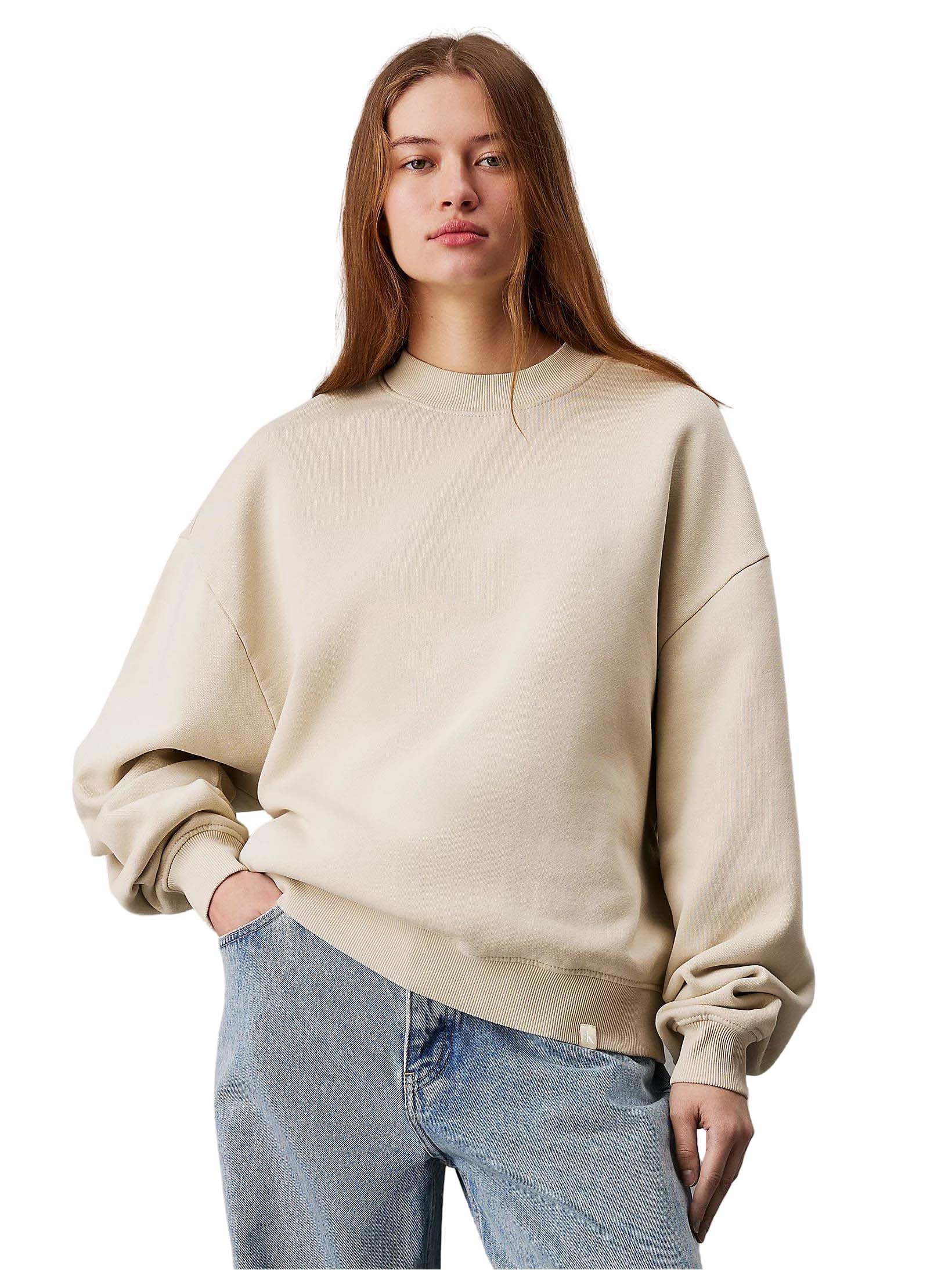 KOTTY Women's Fleece Sweatshirt Solid Pattern with Classic Round Neck