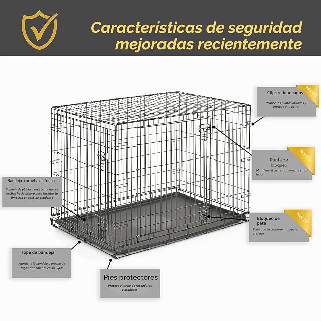 Foto 4 de 7 de New World - Jaula plegable de metal para perros de doble puerta de 122 cm, seguridad mejorada, incluye…