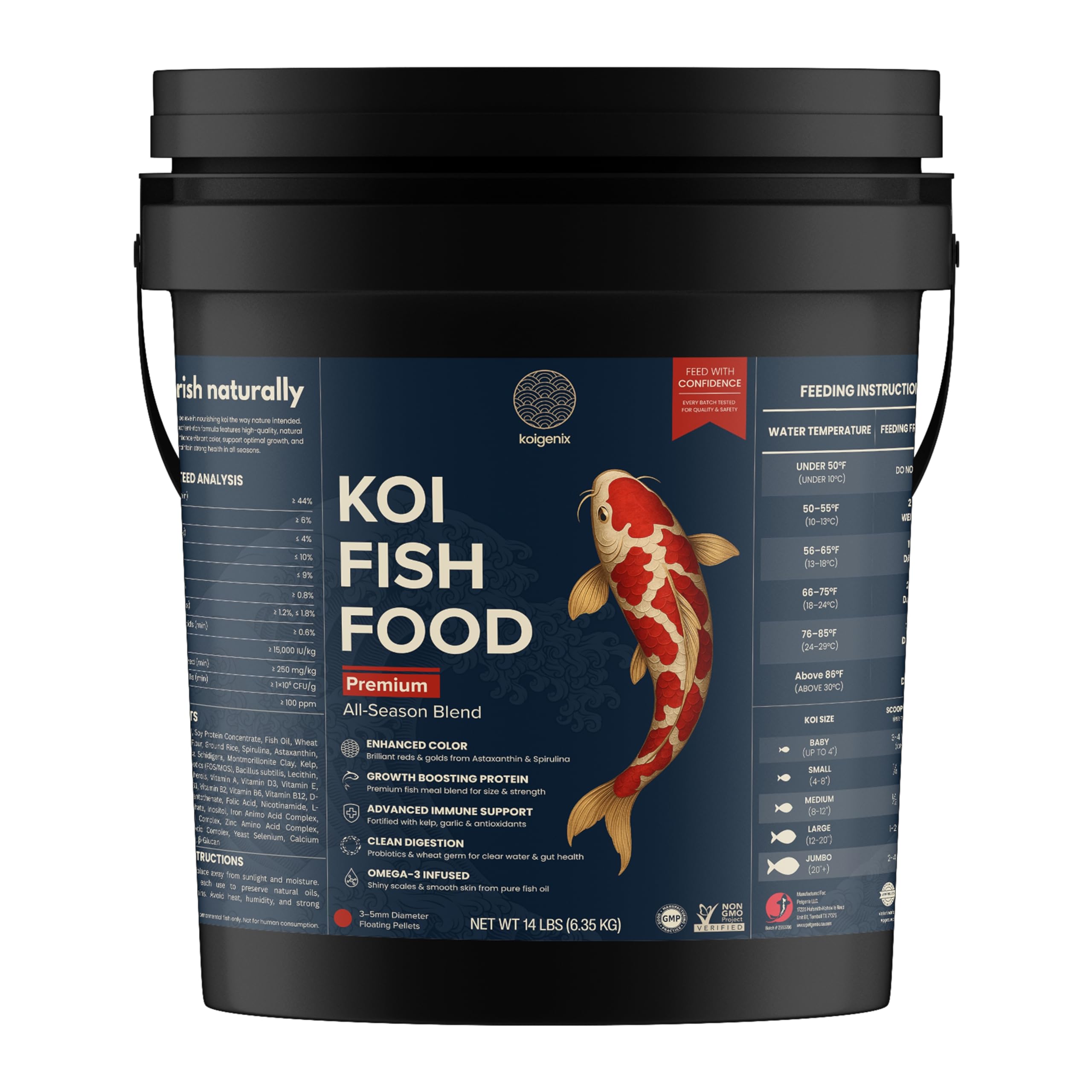 KOIGENIX Koi Fish Food (5lb) – Growth & Color Formula, High Protein Floating Pellets with Spirulina, Krill & Probiotics, Easy to Digest, Cleaner Water, All Season – for Koi, Goldfish & Pond Fish — view 10