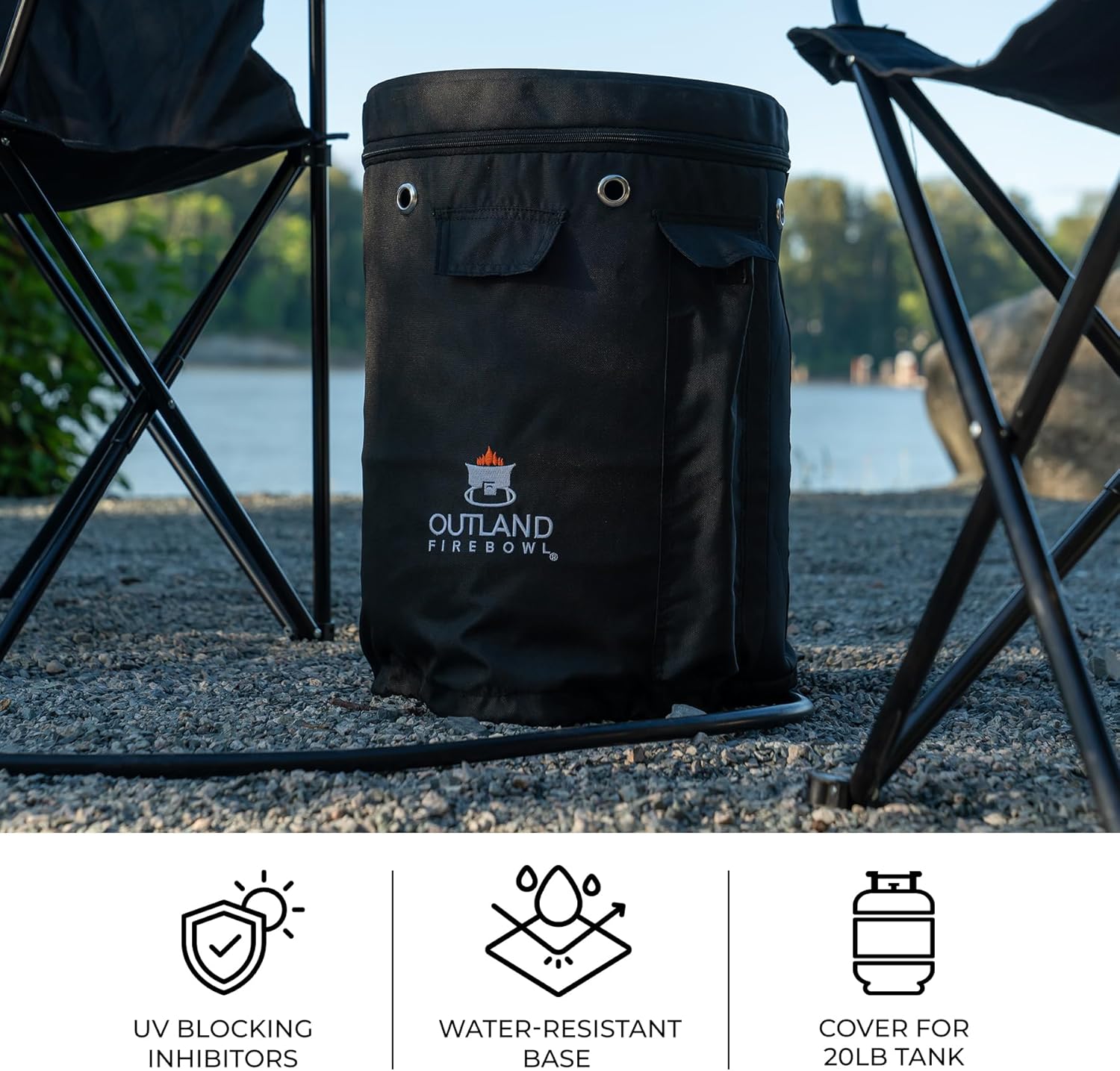 Black Weather Resistant Propane Tank Cover with Tabletop Feature