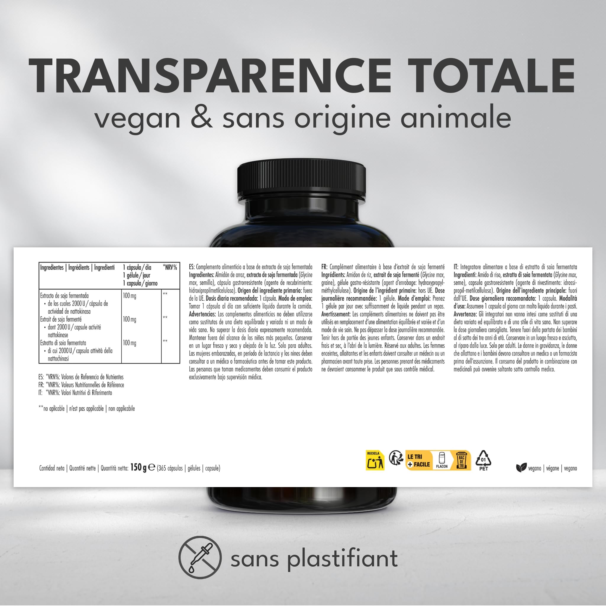 Green Naturals® Nattokinase (20 000 FU/g) – 365 gélules – Hautement dosé 100 mg avec 2 000 FU par gélule – Qualité supérieure en provenance d’Allemagne – Approvisionnement 1 an