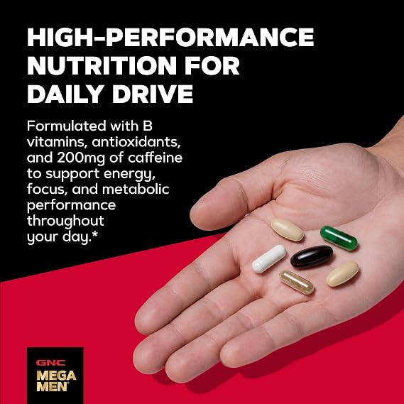 GNC Mega Men Energy and Metabolism Vitapak Program for Men, Convenient, Complete Nutrition, 5 Products in 1 Packet, Calorie Burn, Thermogenic, 300mg Caffeine, 30 Daily Packs