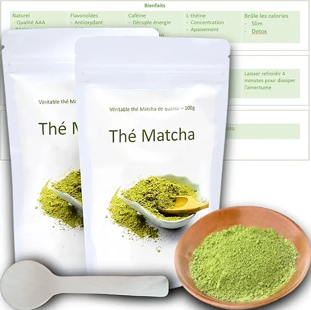 Thé Matcha Bio Poudre 100g - Qualité Premium Cérémonie Certifiée
