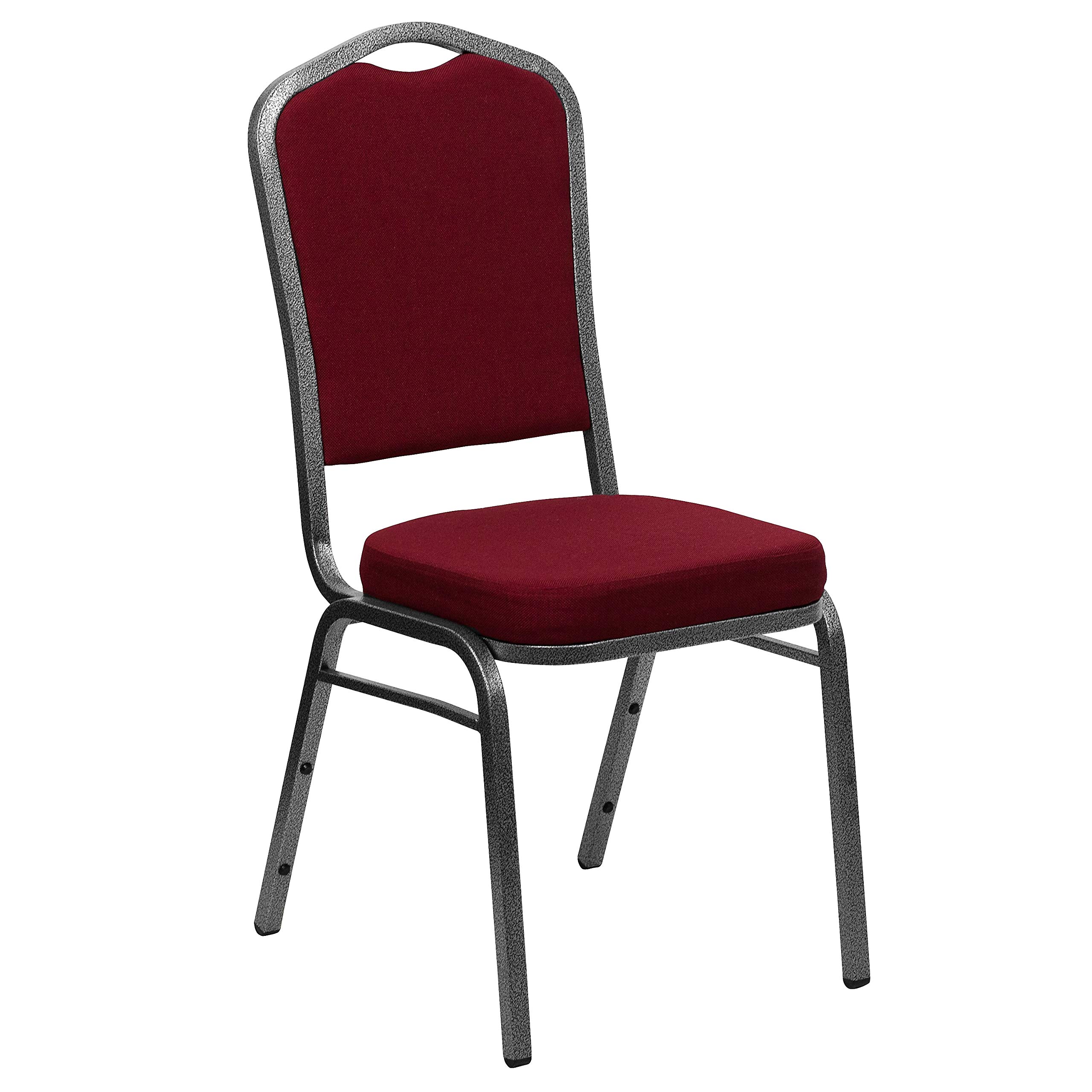 Flash Furniture Burgundy Fabric/Silver Vein Frame / Set of 1 / Classic Stacking Chairs