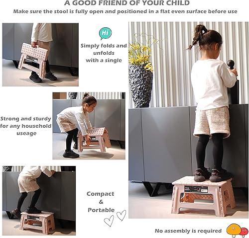 Miniatura 3 de Taburete plegable – 9 pulgadas de altura – soporta hasta 300 libras, taburete plegable ligero y lo suficientemente resistente como para apoyar a