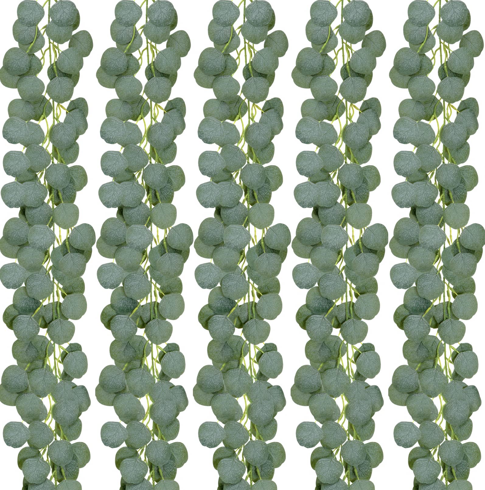 joyhalo5 Pack Artificial Eucalyptus Garland Greenery Eucalyptus Vines Faux Silver Dollar Eucalyptus Strands for Wedding Party Garden Decoration