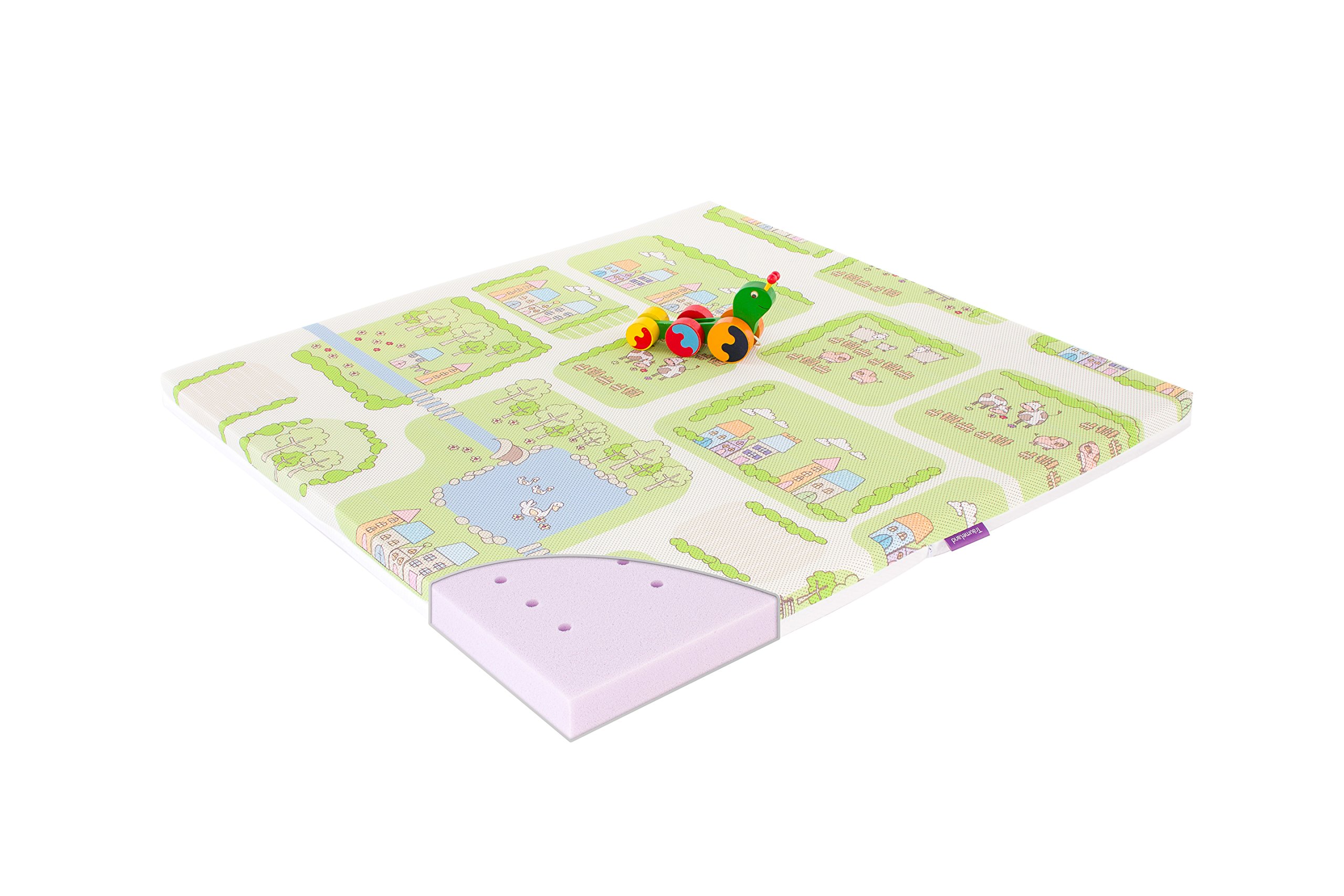 Träumeland T070472 Laufgittermatratze Play und Air passend für Laufgitter, 100 x 100 cm, mehrfarbig