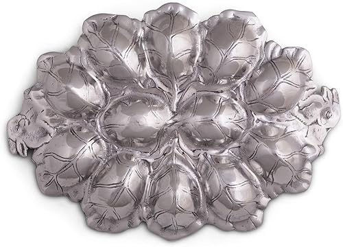 Miniatura 4 de Arthur Court Diseños de aluminio Metal conejoconejo Deviled Huevo titular 12 pulgadas x 8.5 pulgadas
