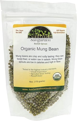 Brotes de frijol mungo de Sun Garden Sprouts - Semillas orgánicas USDA (3 onzas)