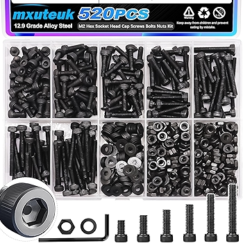 mxuteuk M2螺丝套件，12.9级合金钢六角螺丝和螺母组合
