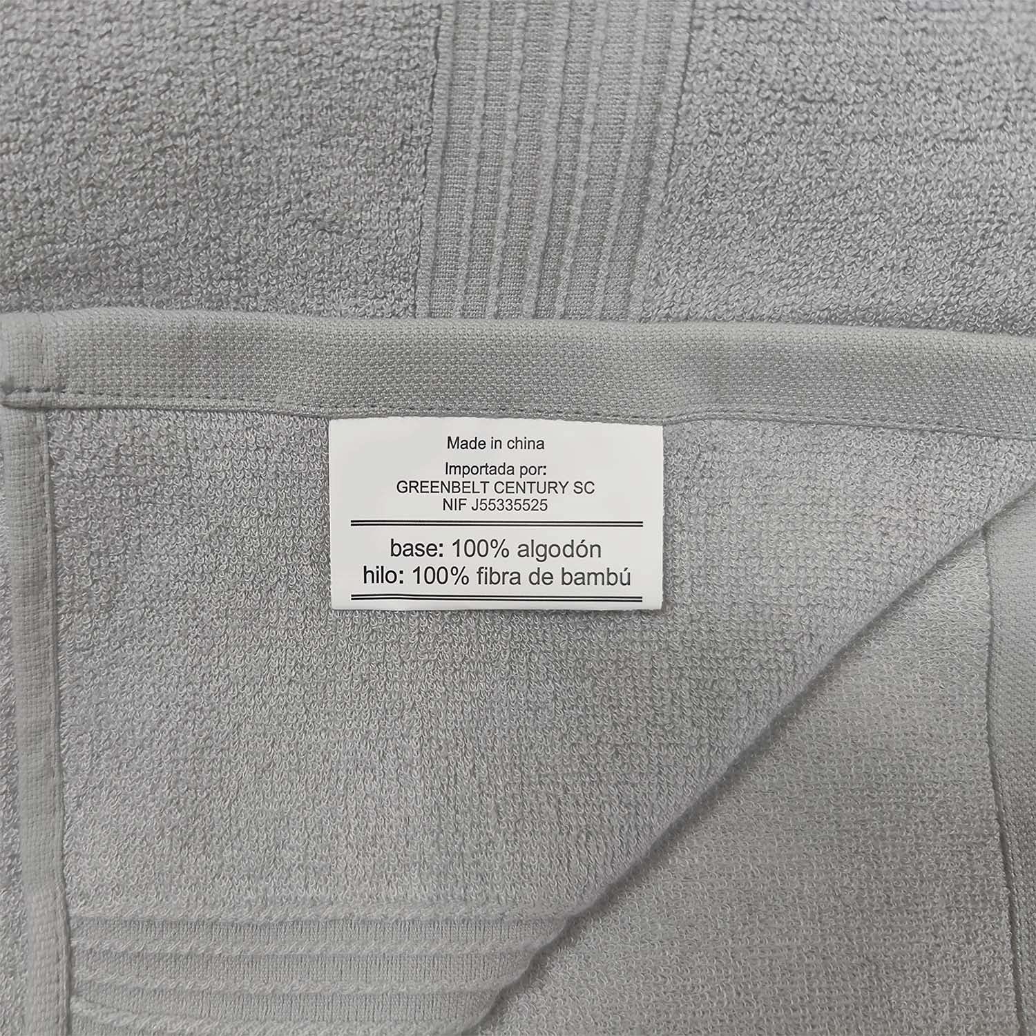 Park de 3 Toallas Fibra de bambú tocador 30x50cm 600 gr/m2 (Gris Claro)