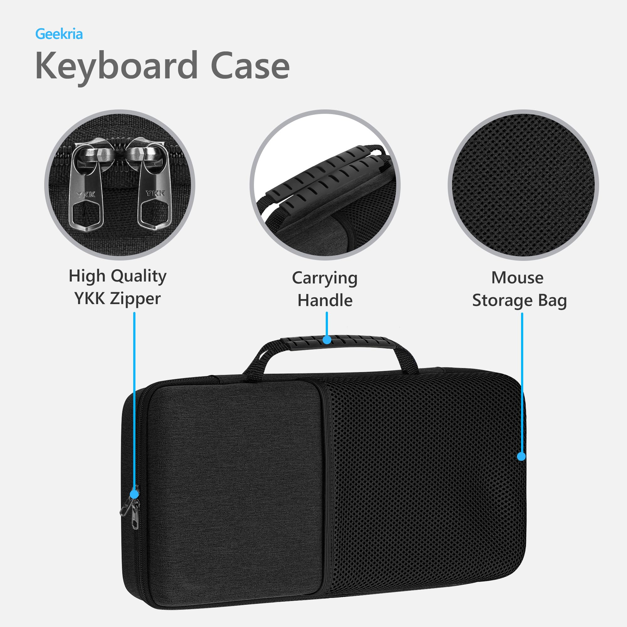 GEEKRIA Tenkeyless toetsenbordhoes, harde schaal, reisdraagtas voor 80% TKL 87 toetscomputer, mechanisch gamingtoetsenbord, compatibel met Razer BlackWidow Lite TKL, Keychron K8/K8 Pro (Slim