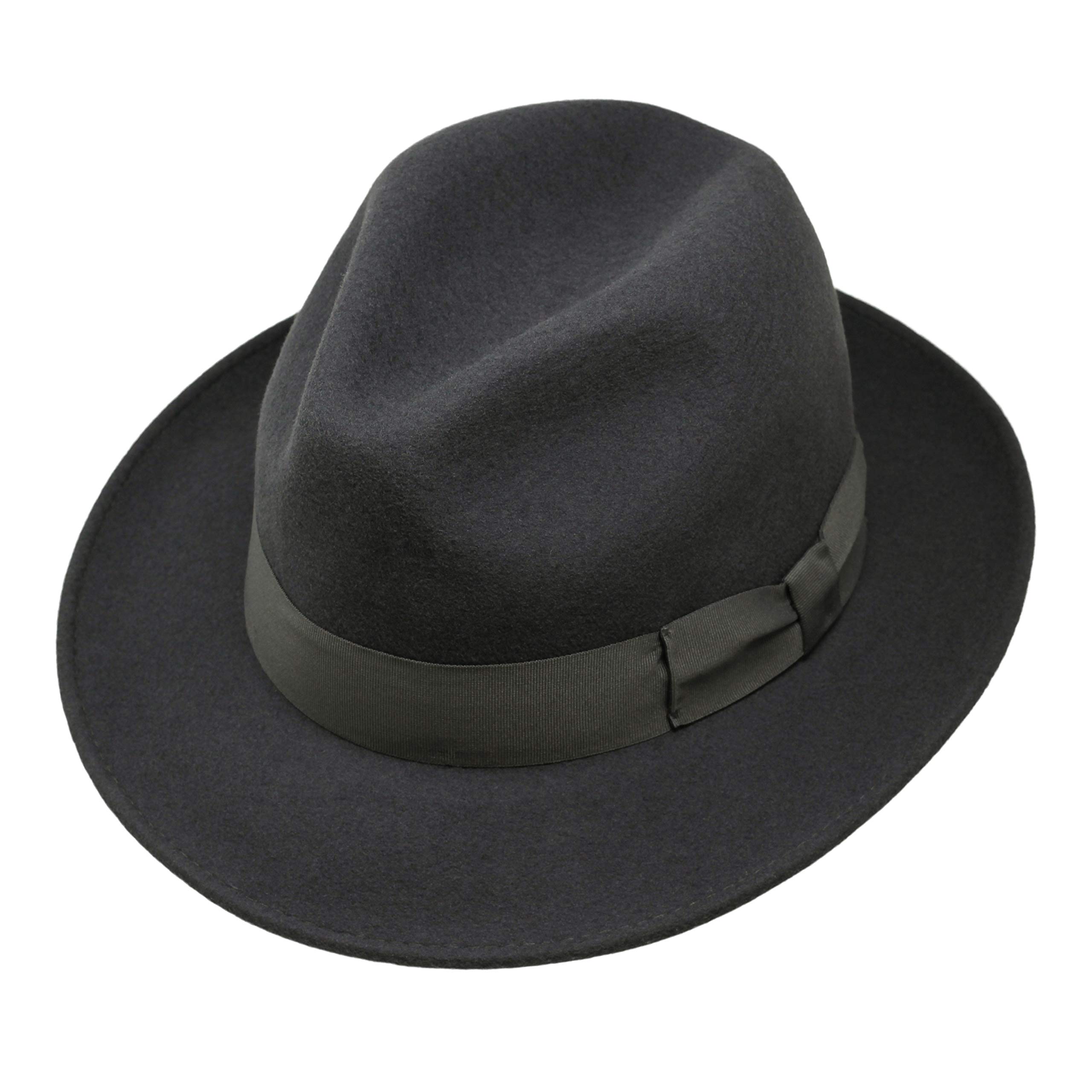 Borges & ScottSwift - Lightweight Fedora - 100% Wool Felt - Crushable for Travel - Water Resistant - Snap Brim
