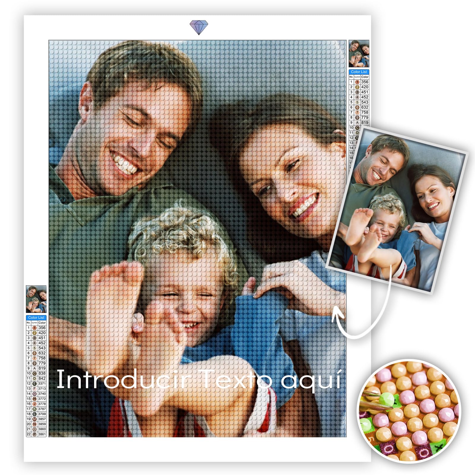 UM UPMALL Diamond Painting Personalizado, Cuadros de Diamantes Personalizados con Foto Texto, Pintura de Diamantes Personalizada 5D Kit de Bordado de Diamantes Foto Para Decoración del Hogar, 30x40cm