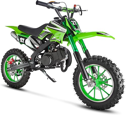 Miniatura 1 de Motocicleta de motocross de 49 cc para niños, 2 tiempos, motocicleta todoterreno a gasolina, para niños de 8 a 14 años, color verde, regalos de