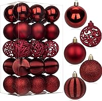 Vista 7 de 30 piezas de adornos de bola de árbol de Navidad irrompibles negros para decoración navideña