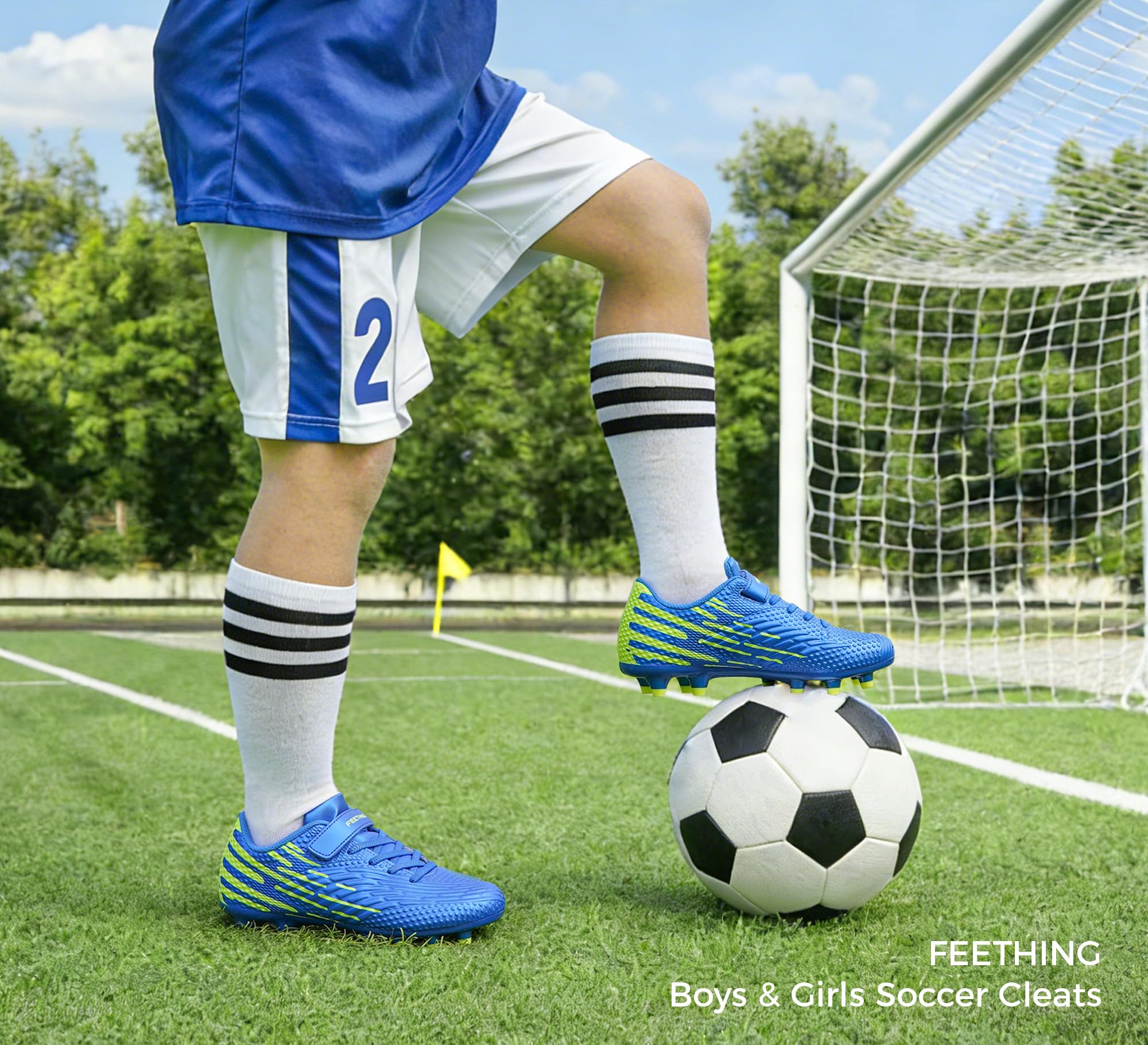 Botas de Fútbol para Niños - Zapatillas de Fútbol Infantiles con Tacos Antideslizantes y Plantilla Cómoda | para Césped Artificial y Natural - Niños y Niñas