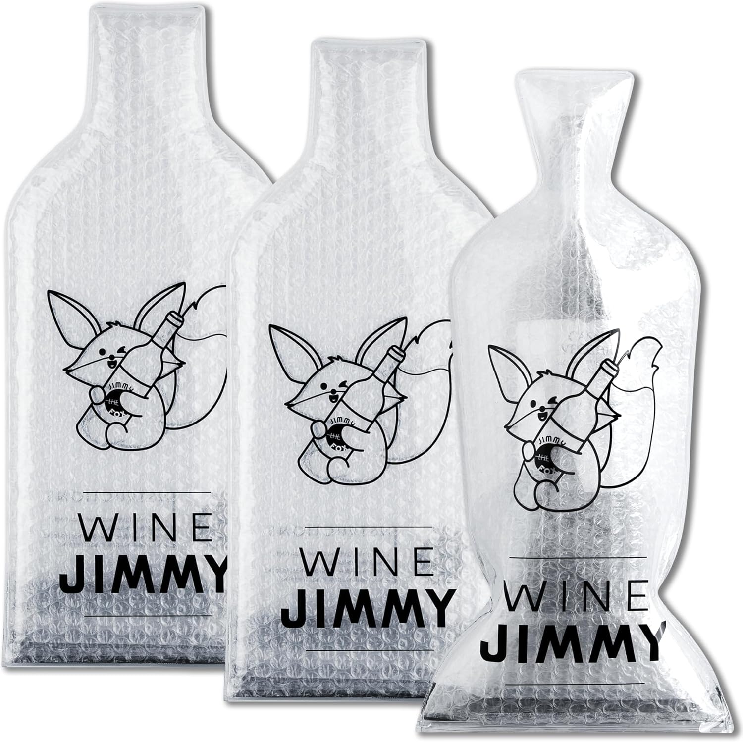 JIMMY THE FOX | Reusable Wine Bags for Travel | 3-Pack | Durable Triple-Layer Bottle Protector Sleeve | Leak-Proof & Impact-Resistant | Airplane & Cruise Luggage | Wine Lover Gifts - Wine Jimmy