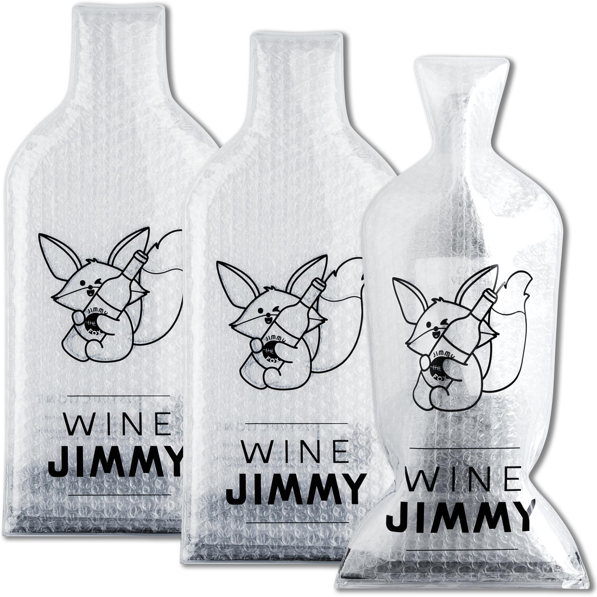 JIMMY THE FOX | Reusable Wine Bags for Travel | 3-Pack | Durable Triple-Layer Bottle Protector Sleeve | Leak-Proof & Impact-Resistant | Airplane &