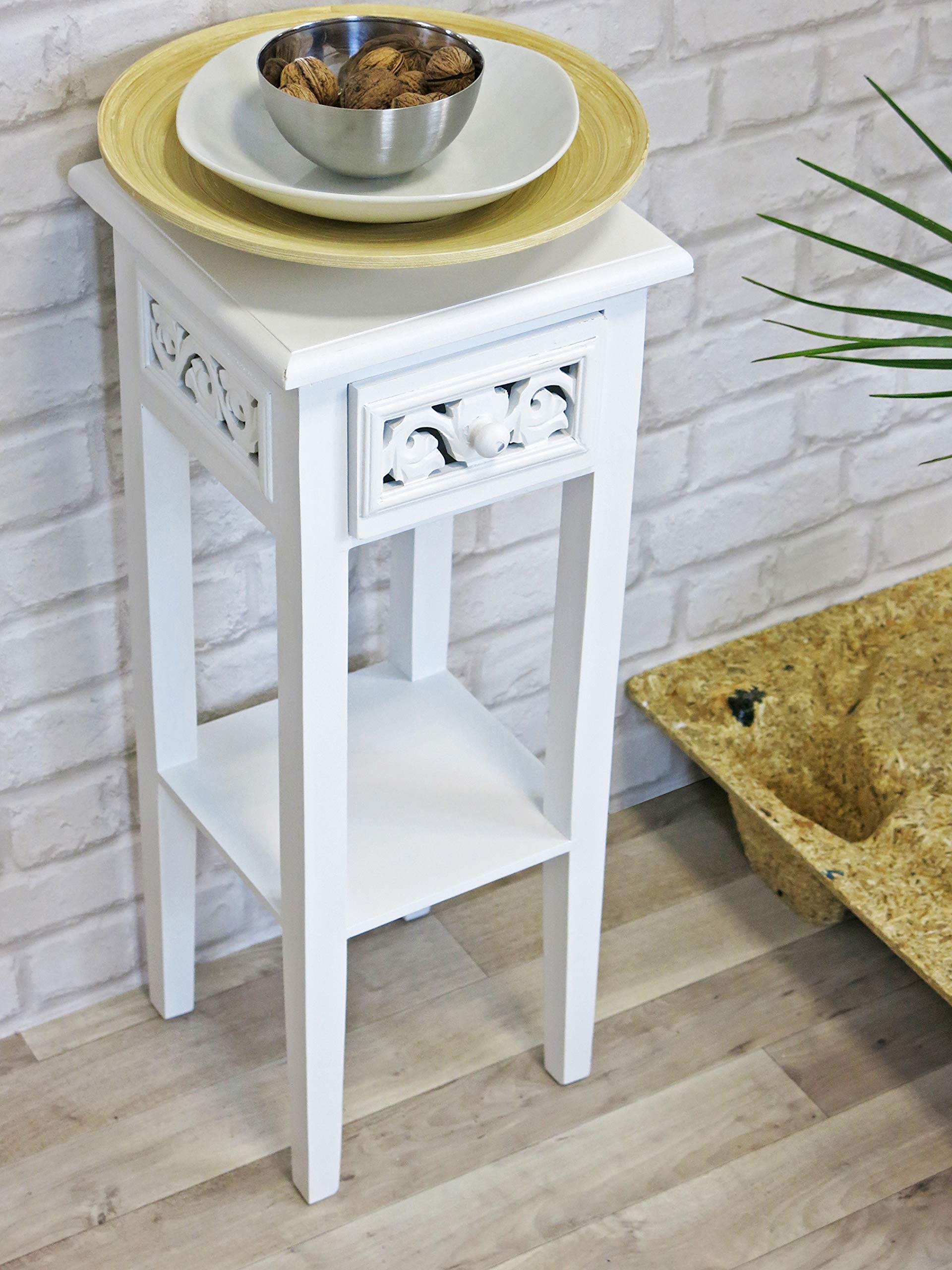 Eja International Romantic Telefontisch/Beistelltisch / Anrichte weiß, Landhausstil, mit Shabby-Chic-Look