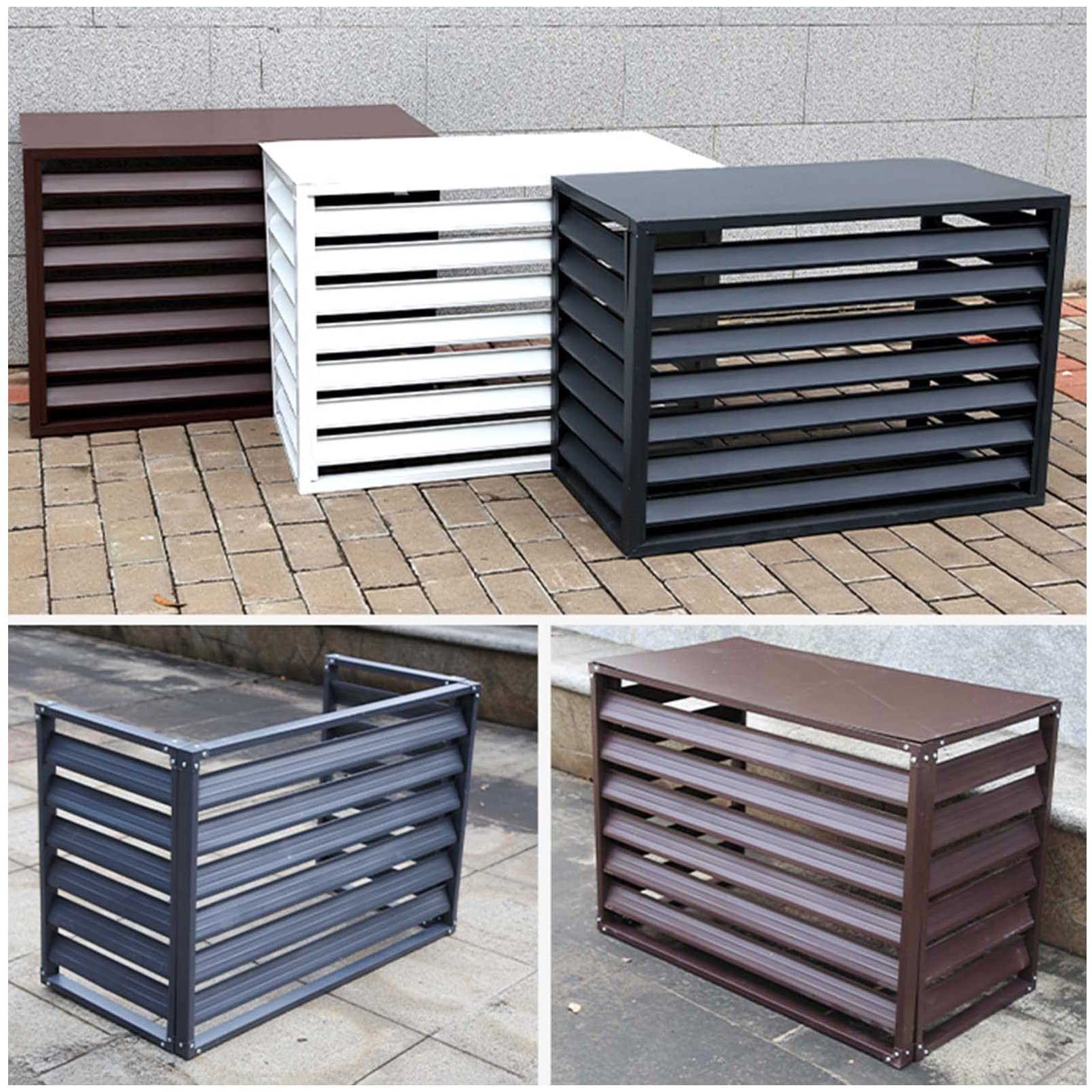 Valla para Aire Acondicionado Exterior, Cubierta de Aluminio Resistente para Aire Acondicionado, persianas Resistentes a la Intemperie, Cubiertas para Aire Acondicionado Central, Soporte par
