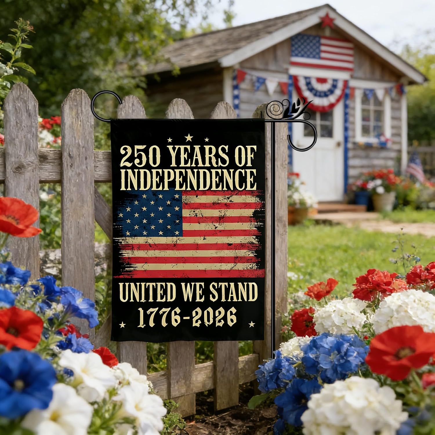 America 250th Anniversary Garden Flags 4th of July Garden Flag Double-Sided Design 1776-2026 Independence Day 250 Years Commemorative Decor 12 x 18 Inch Black Burlap Garden Flags for Outside - Image 6